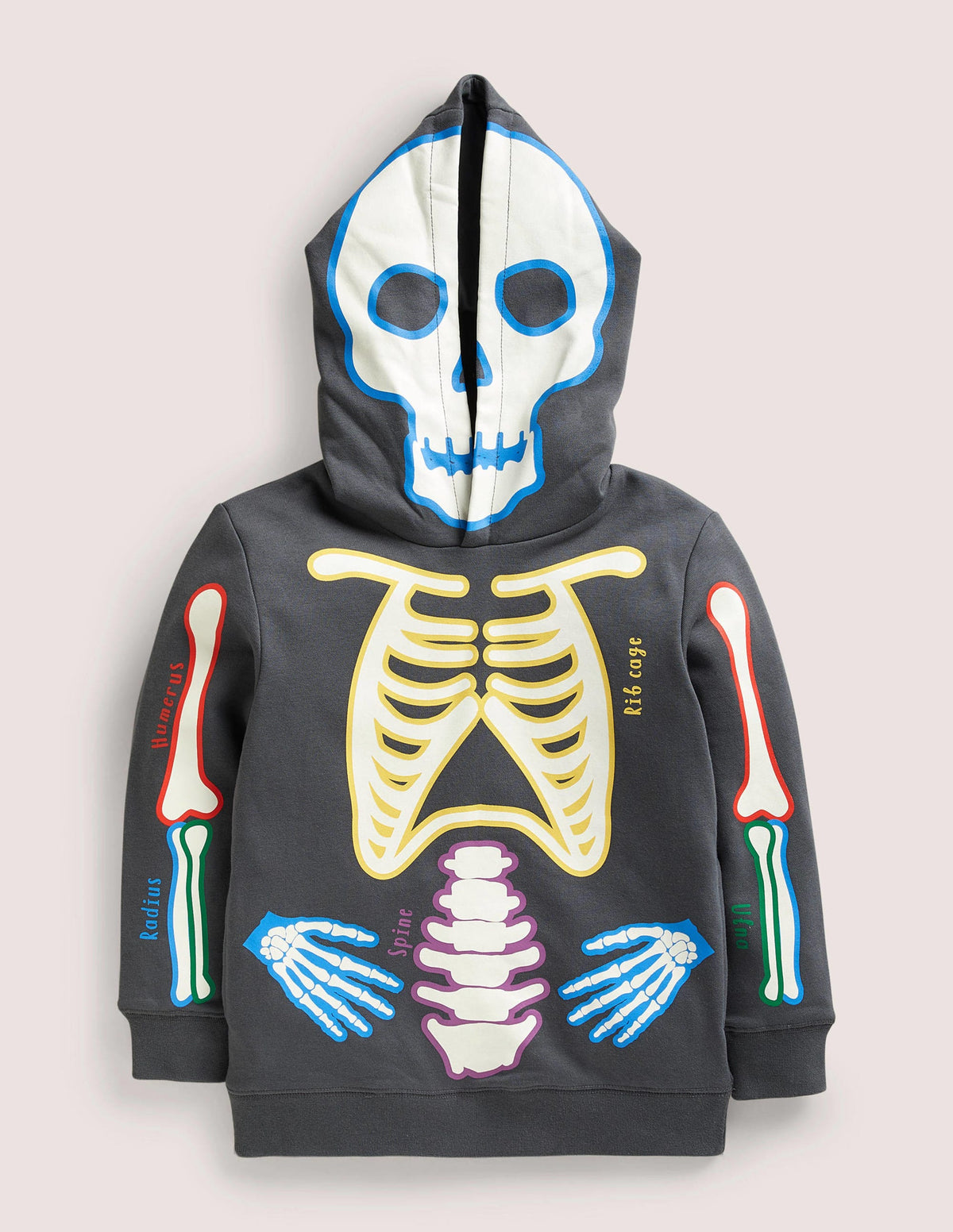 Halloween Glow Skeleton Hoodie-Smoke Grey Glowing Skeleton - Image 1