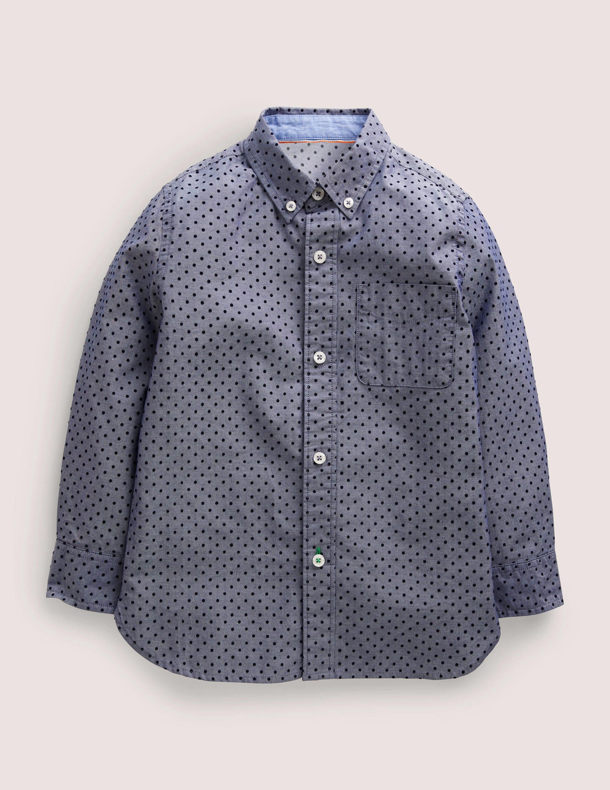 Casual Twill Shirt-Blue Flocked Spot - Image 1