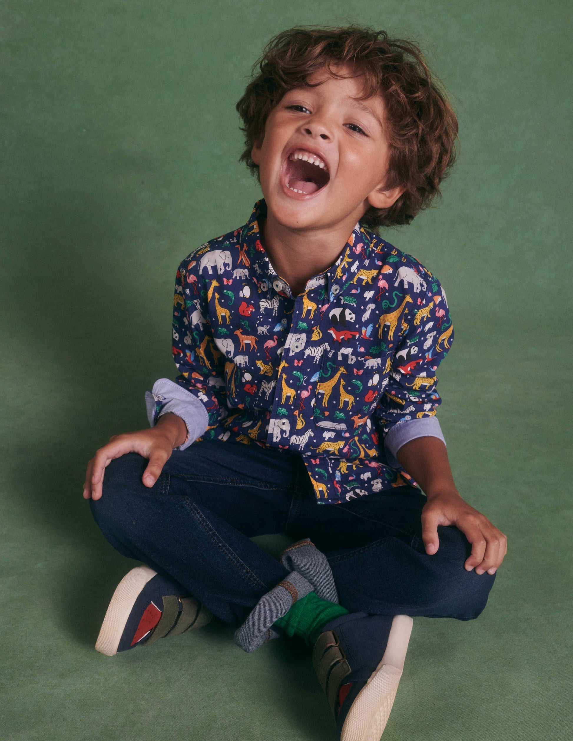 Casual Twill Shirt-Starboard Blue Animals-4