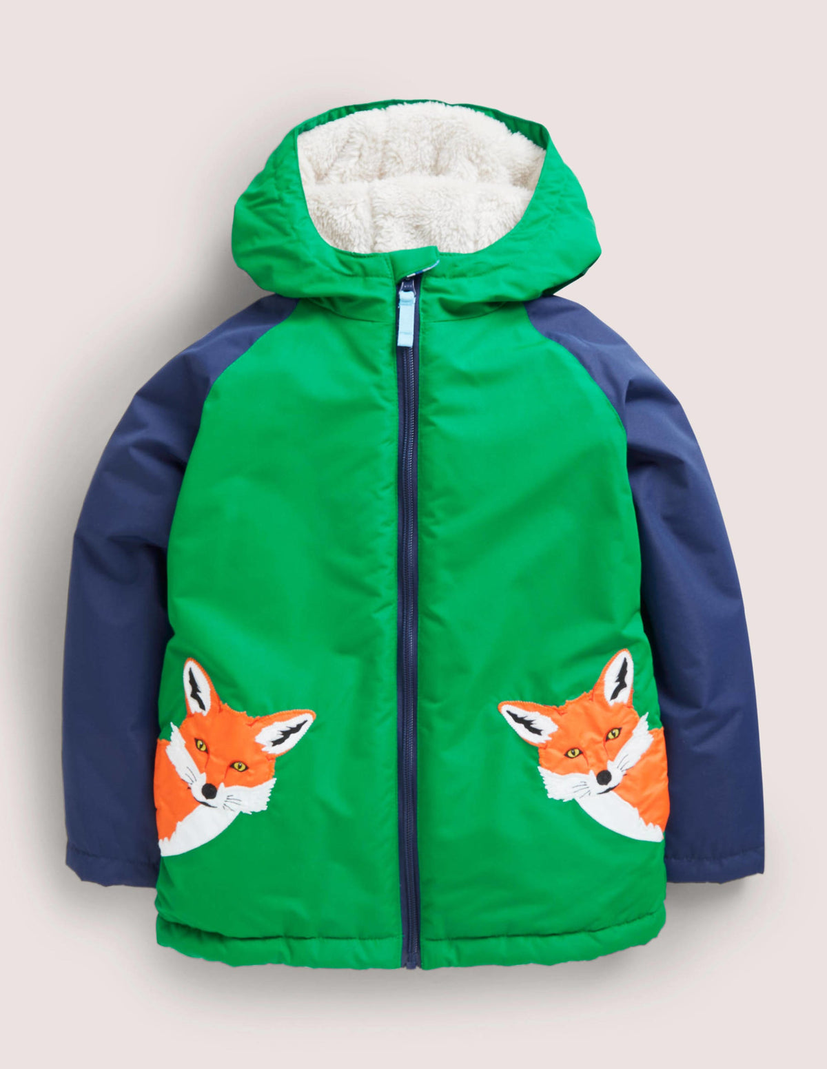 Colourblock Sherpa-Lined Fox Print Anorak-Highland Green Fox - Image 1