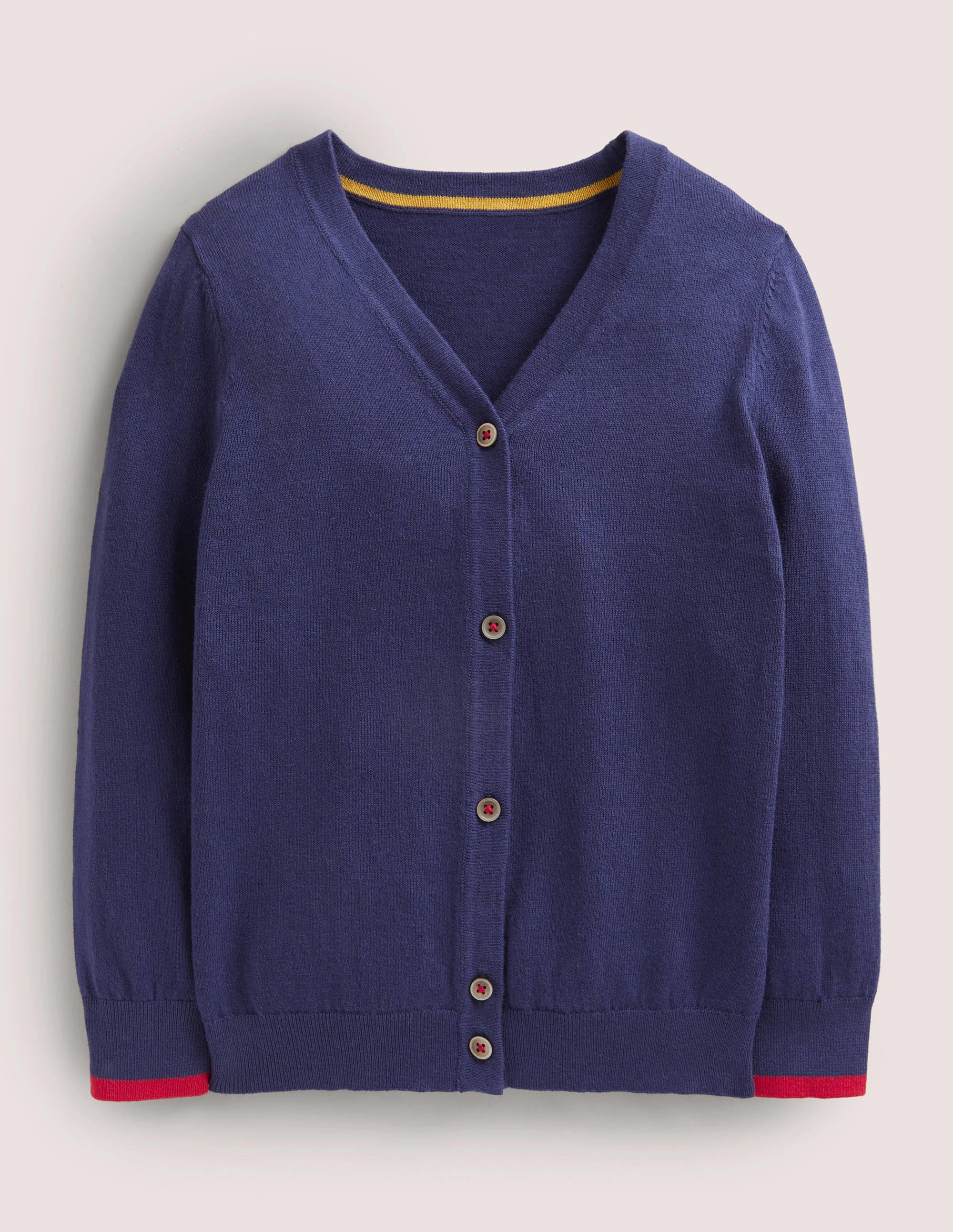 Cotton Cashmere Mix Cardigan-College Navy - Image 1