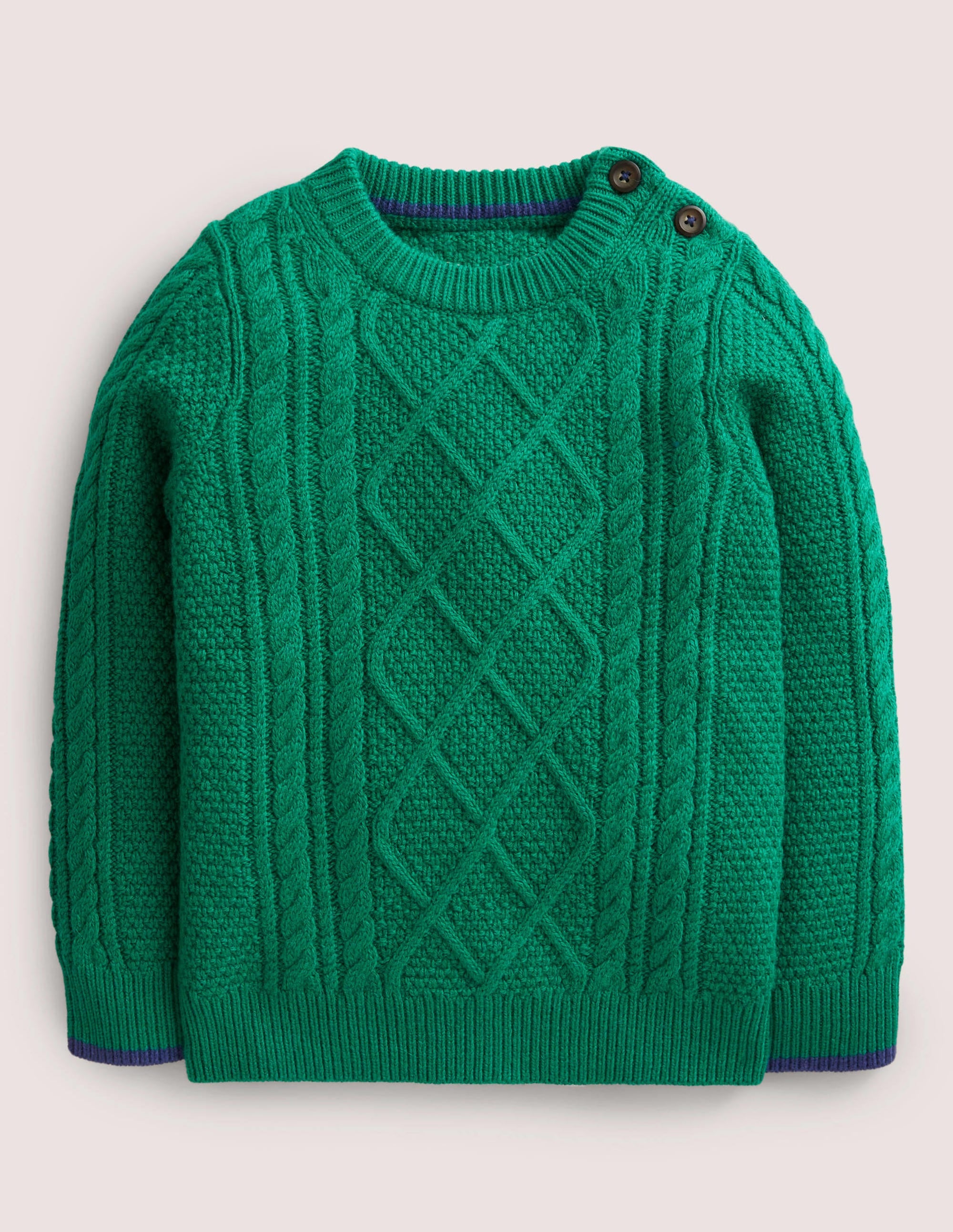 Cable Crew Sweater-Shady Glade Green - Image 1