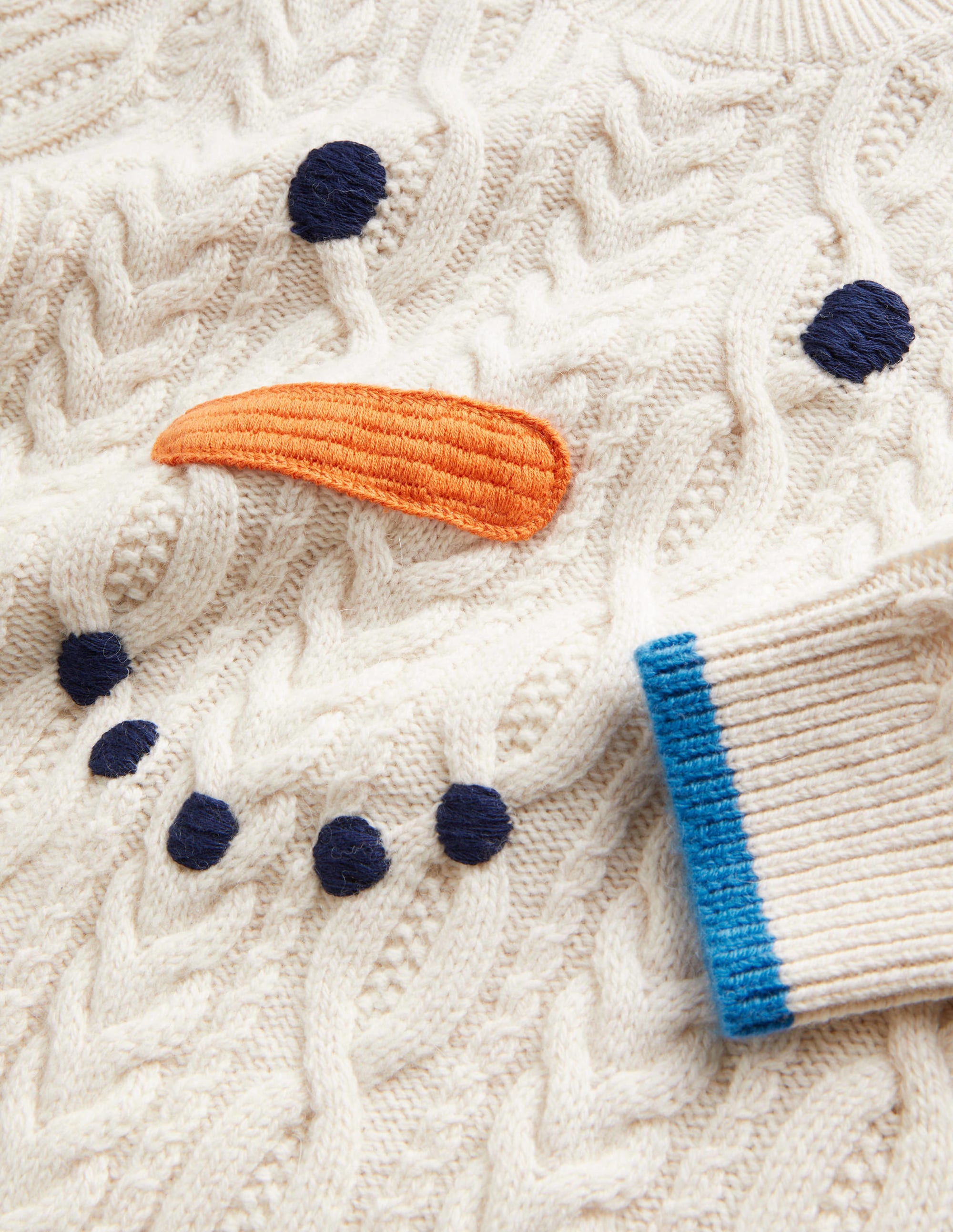 Cable Snowman Sweater-Ecru Marl Snowman - Image 3