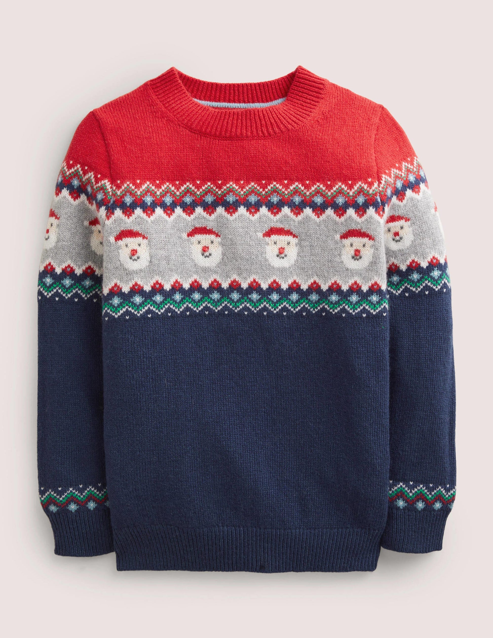 Navy Fair Isle Christmas Sweater-College Navy Father Christmas-1