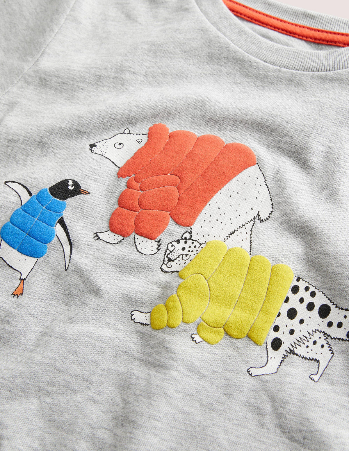 Small Scale Puff Print T-shirt-Grey Marl Animals - Image 3
