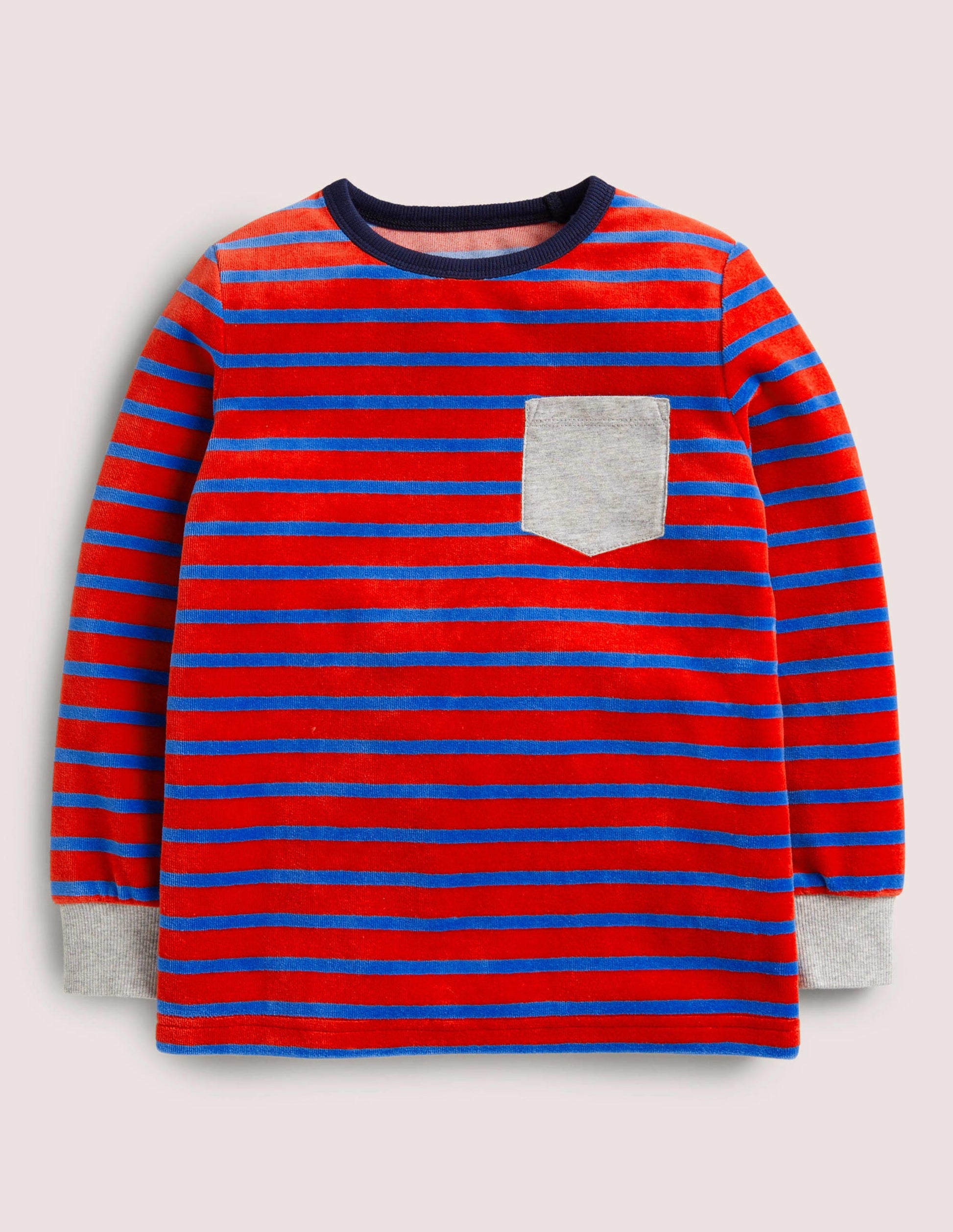 Velour T-shirt-Rockabilly Red/ Moroccan Blue-1