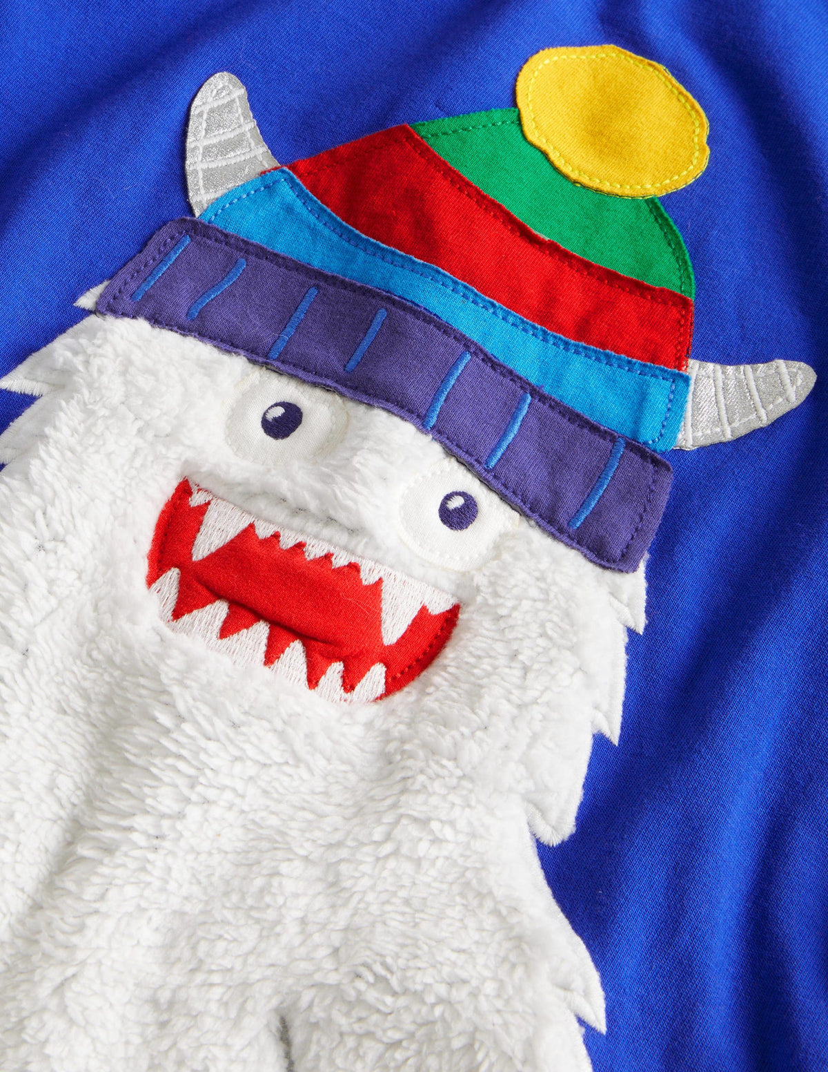 Yeti Texture Appliqué T-shirt-Brilliant Blue Yeti-3