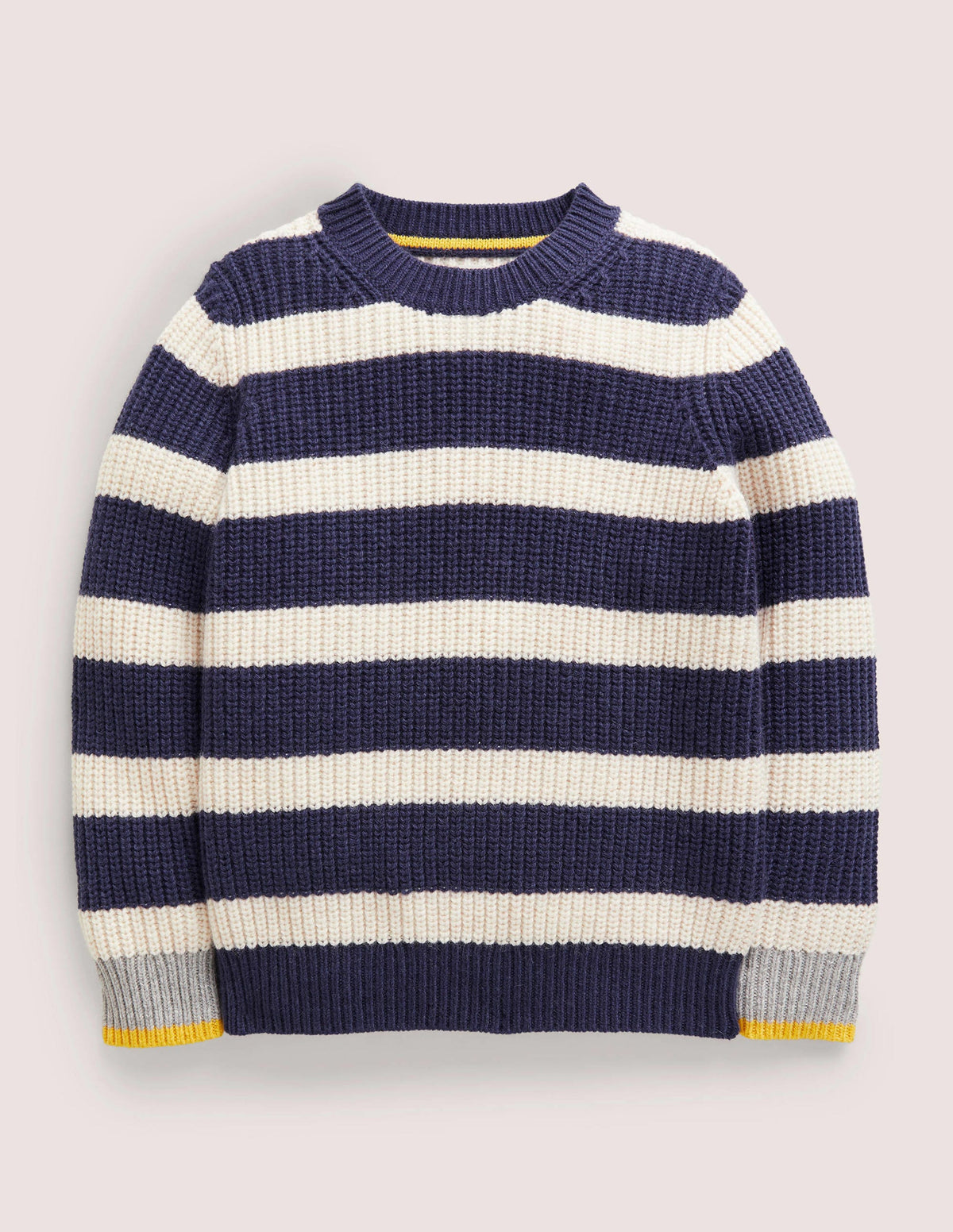 Chunky Knit Fishermans Sweater-College Navy-1