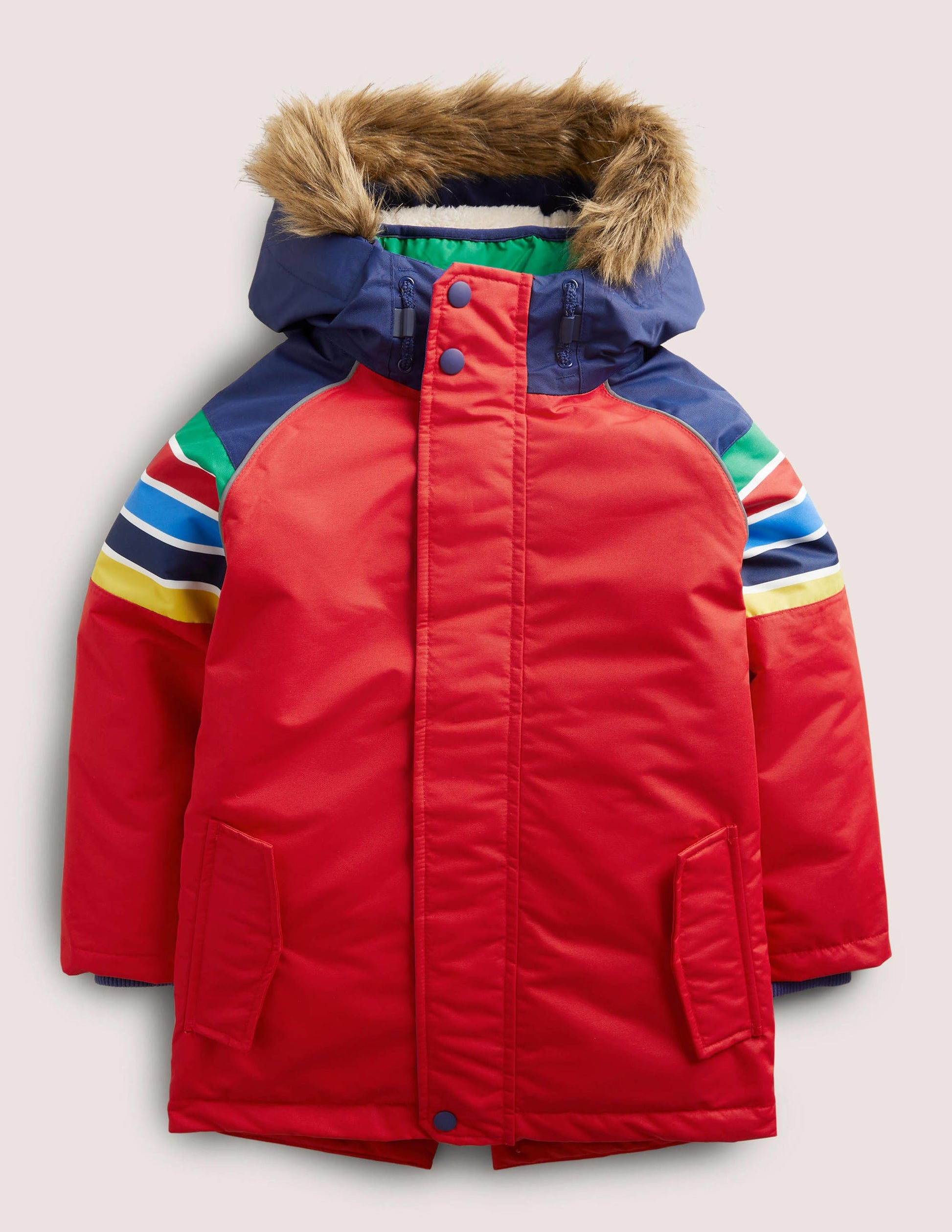 Red Rainbow 4-in-1 Waterproof Parka-Rockabilly Red Rainbow-1