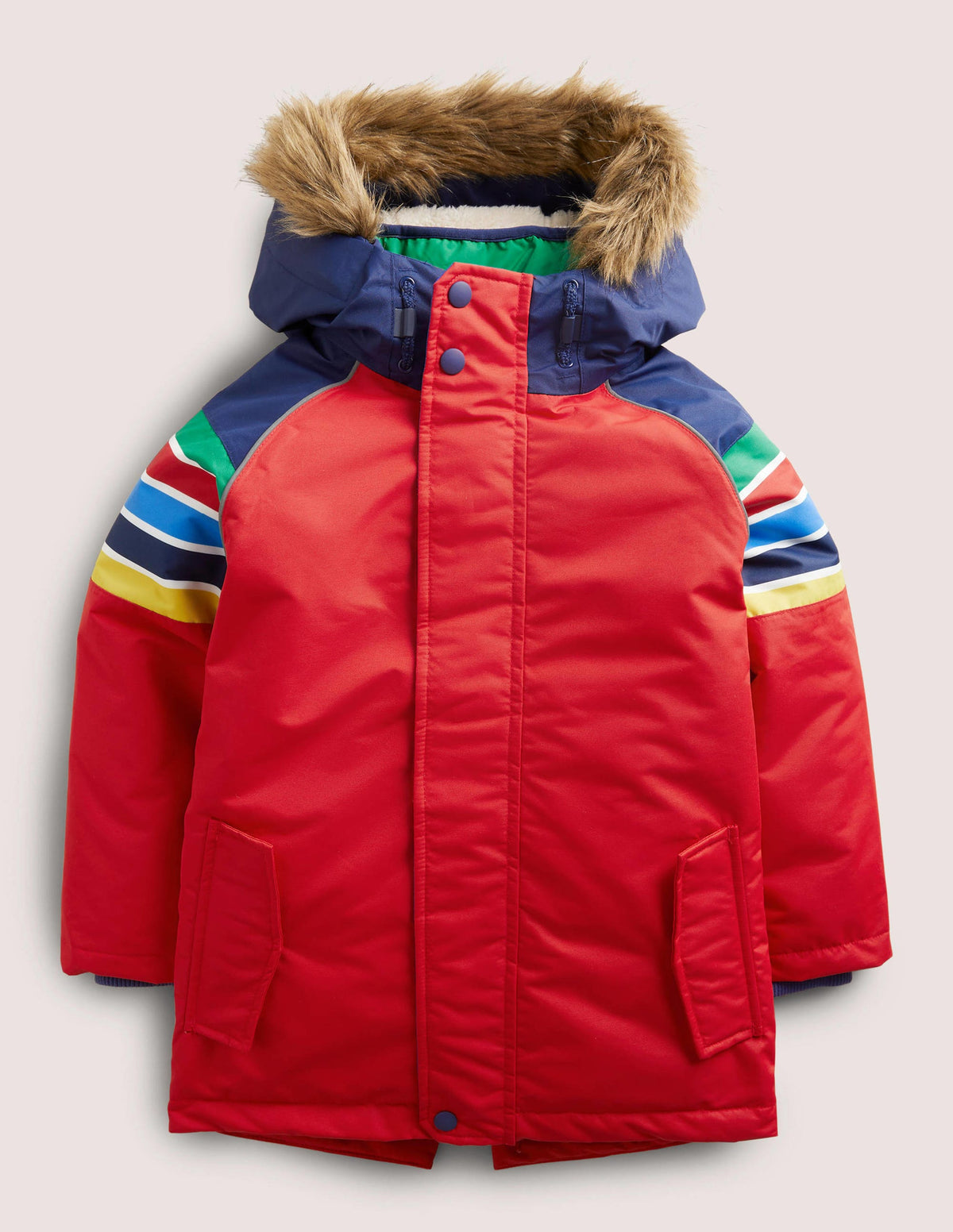 Red Rainbow 4-in-1 Waterproof Parka-Rockabilly Red Rainbow - Image 1