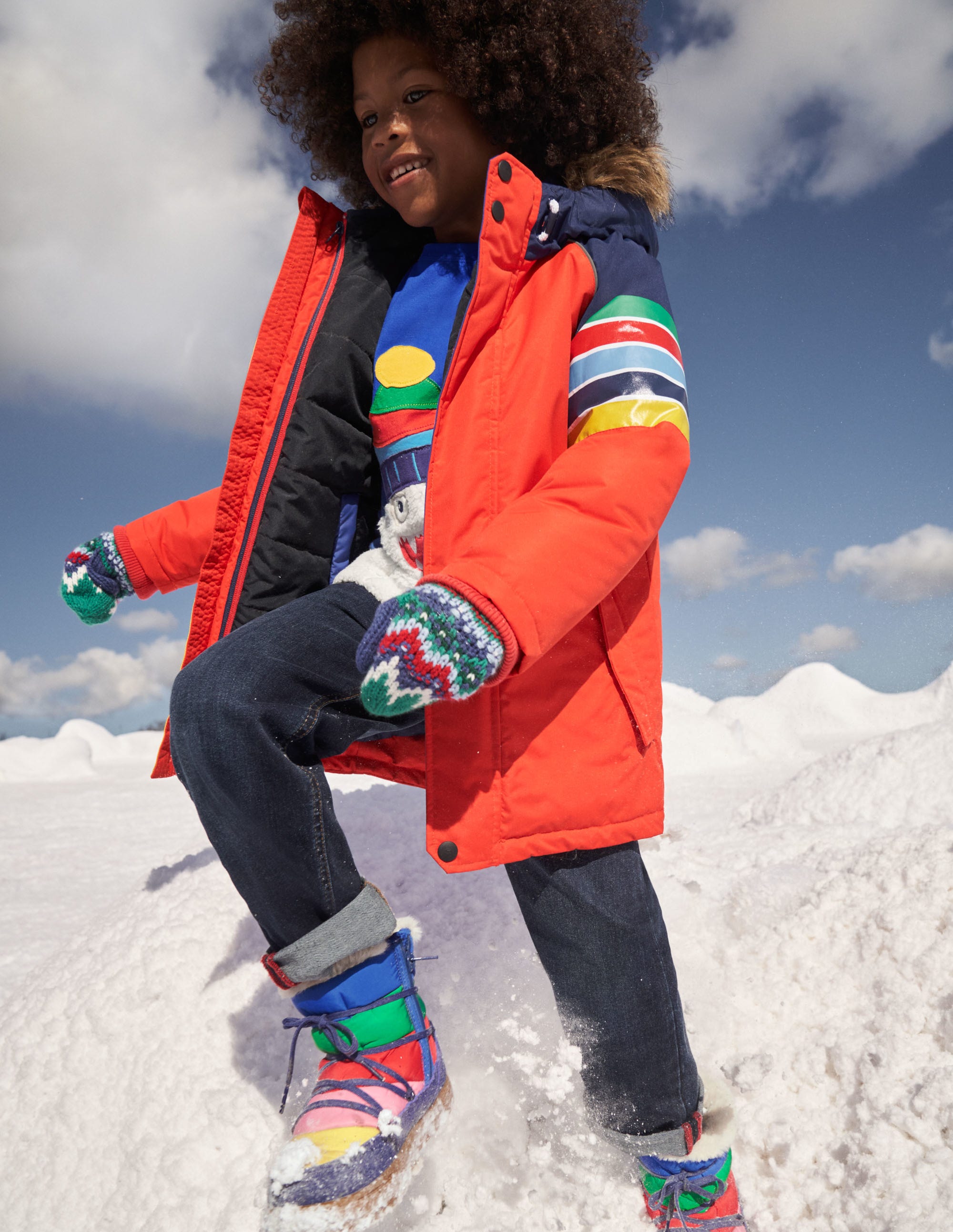 Red Rainbow 4-in-1 Waterproof Parka-Rockabilly Red Rainbow - Image 9