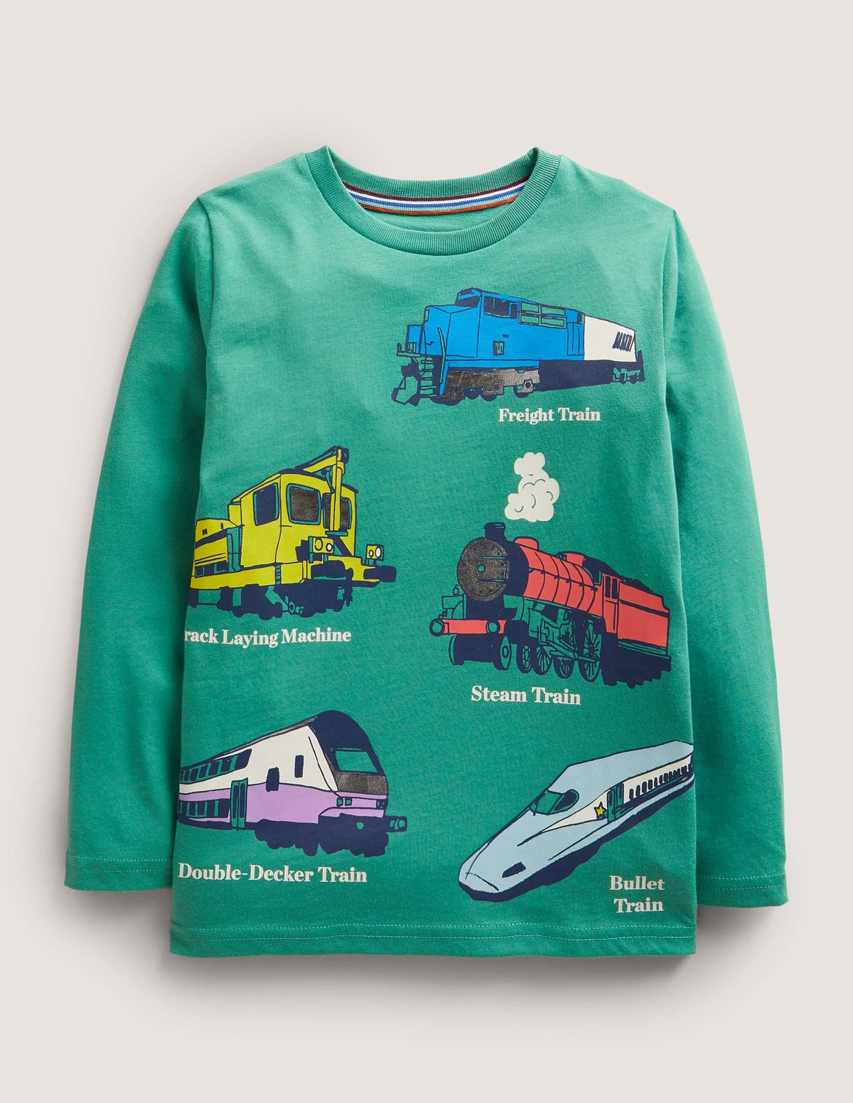 Foil Printed Vehicle T-shirt-Mountain Green Trains - Image 1