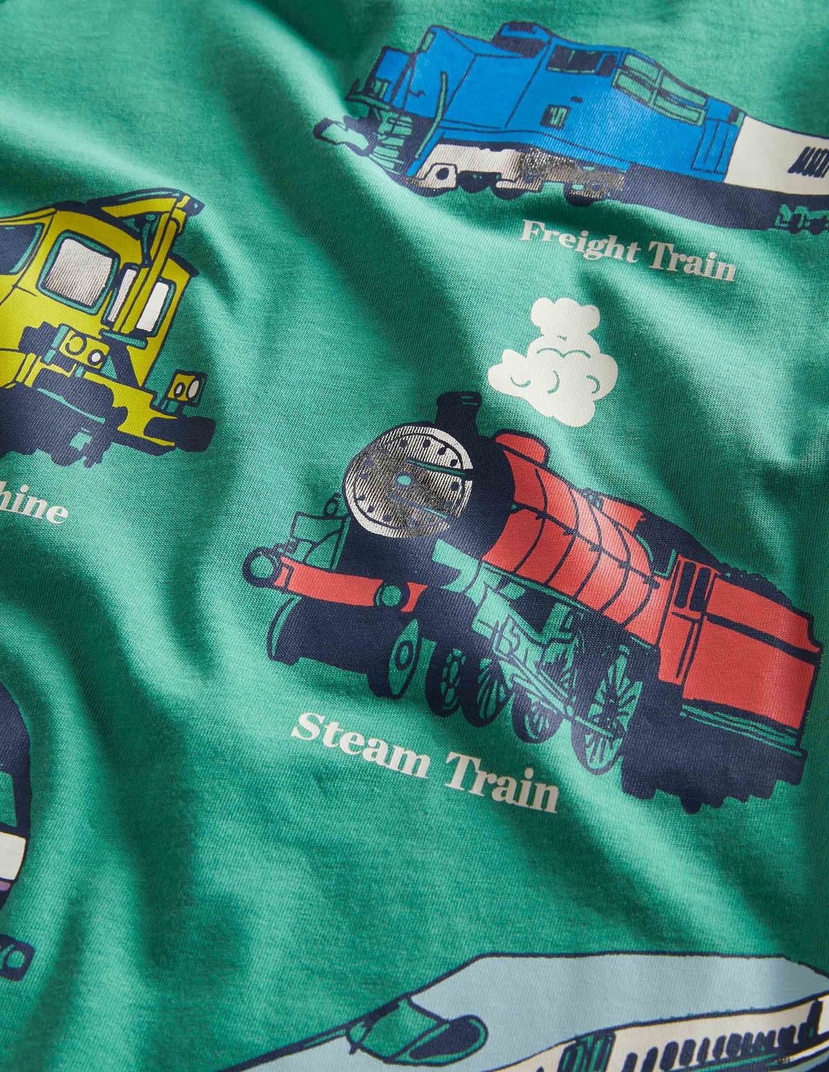 Foil Printed Vehicle T-shirt-Mountain Green Trains-3
