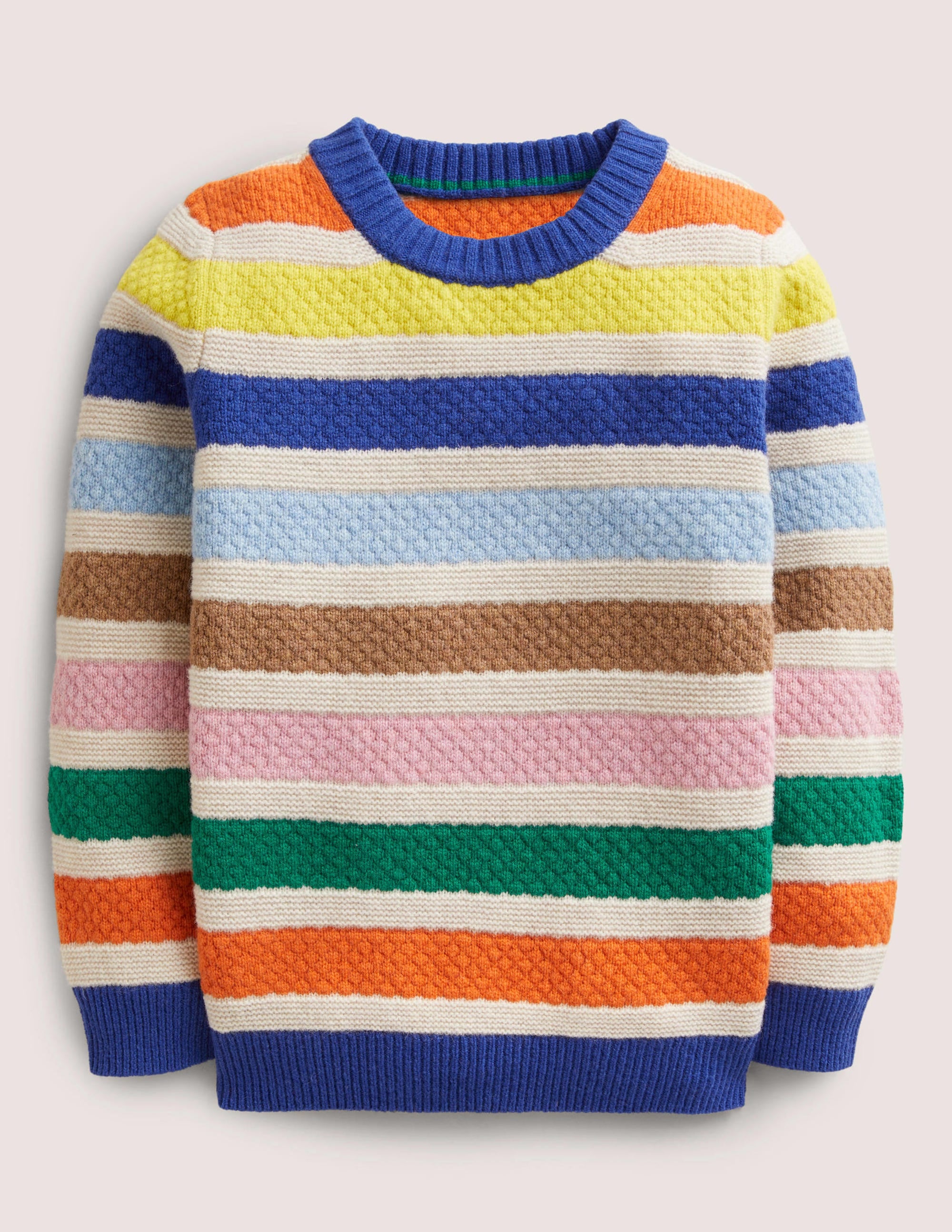 Mini-me Stripe Sweater-Oatmeal Rainbow Stripe - Image 1