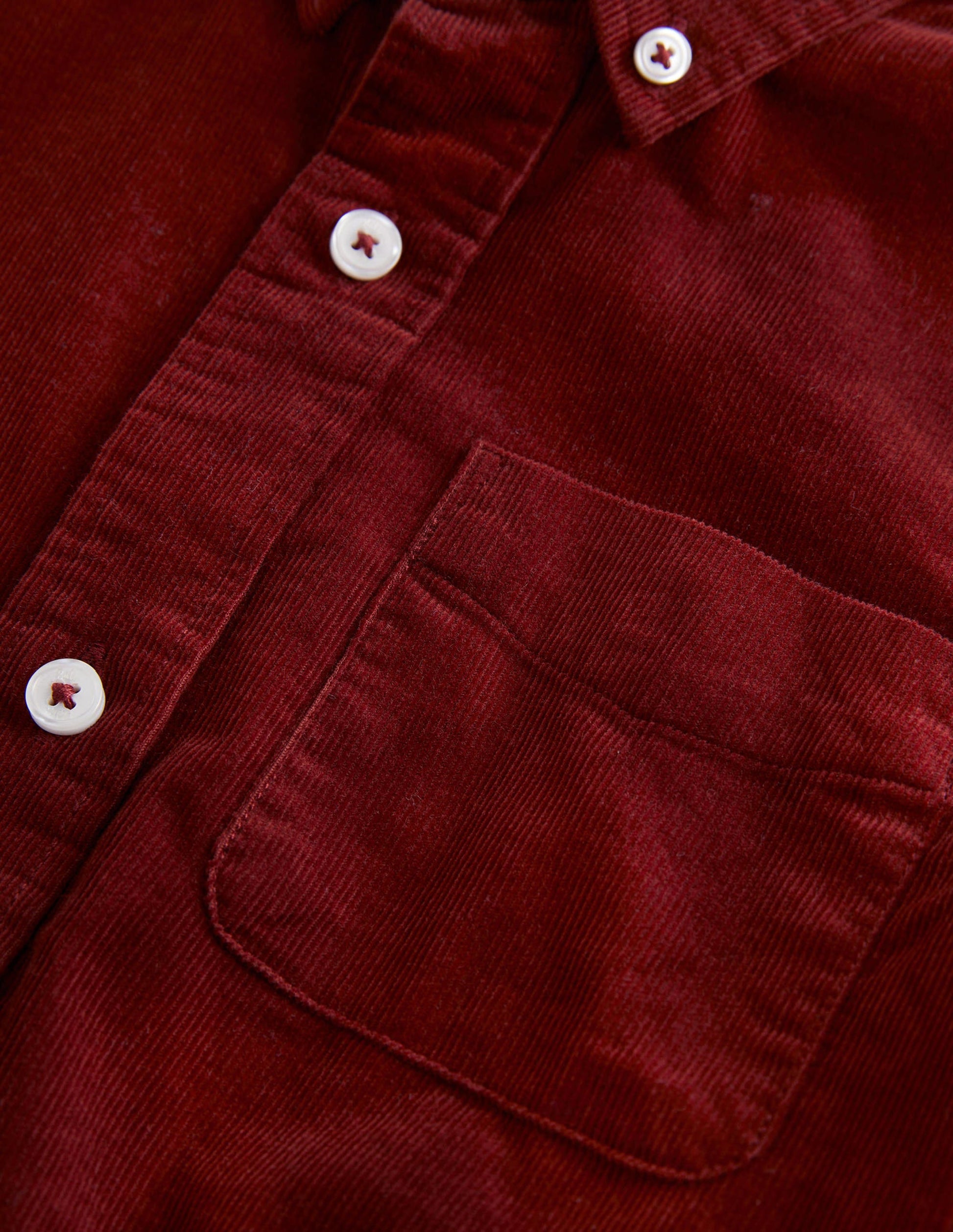 Plain Cord Shirt-Conker Red-3