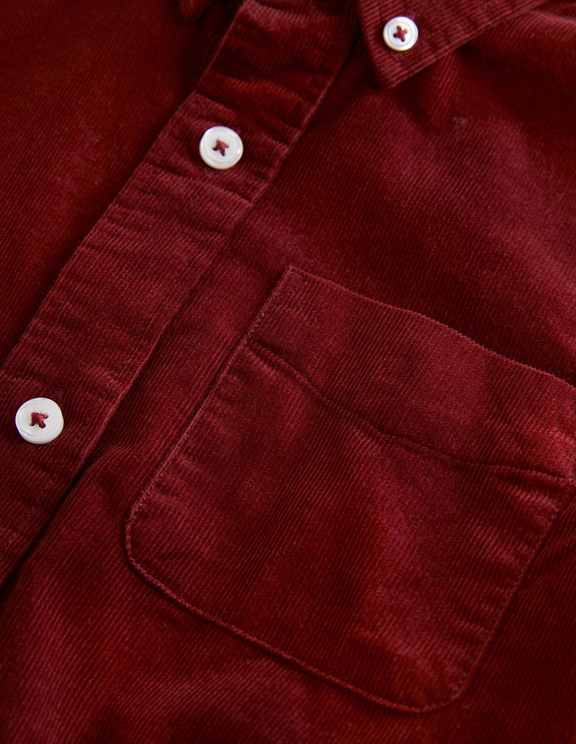 Plain Cord Shirt-Conker Red - Image 3