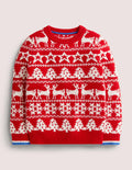 Red Fair Isle Christmas Sweater-Rockabilly Red