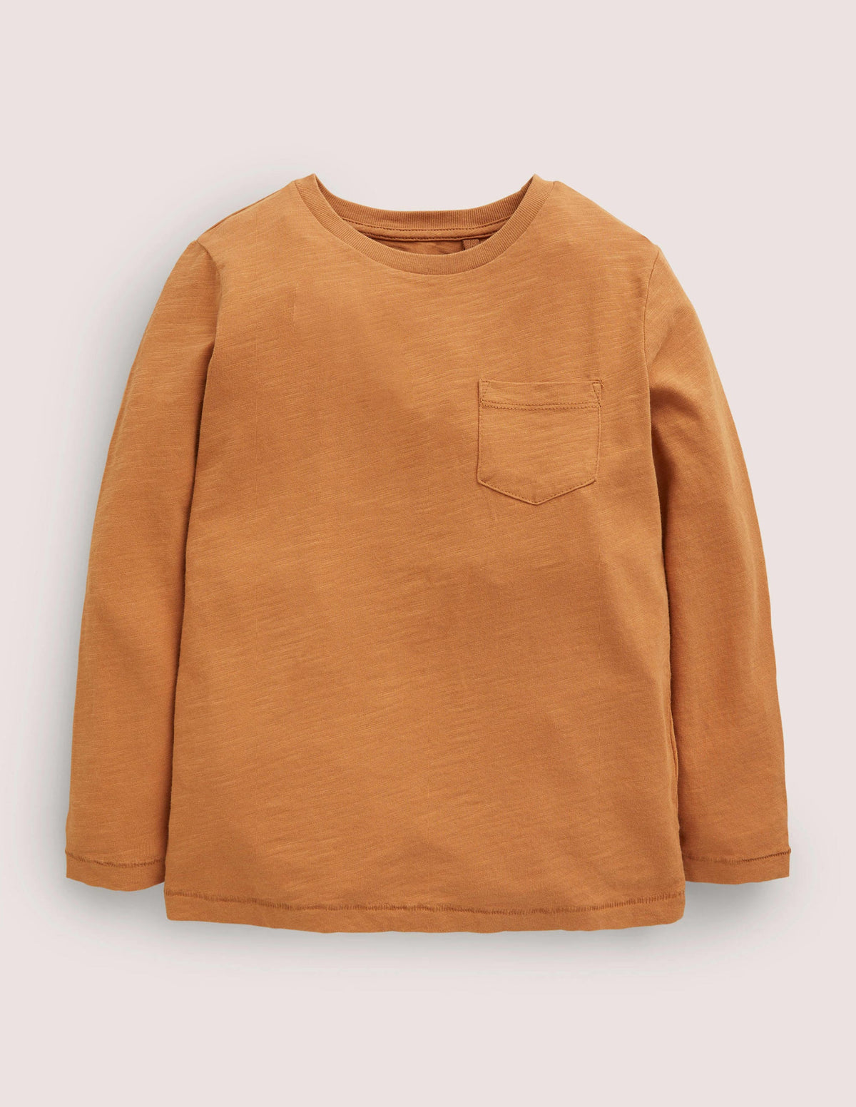 Long-sleeved Washed T-shirt-Brown - Image 1