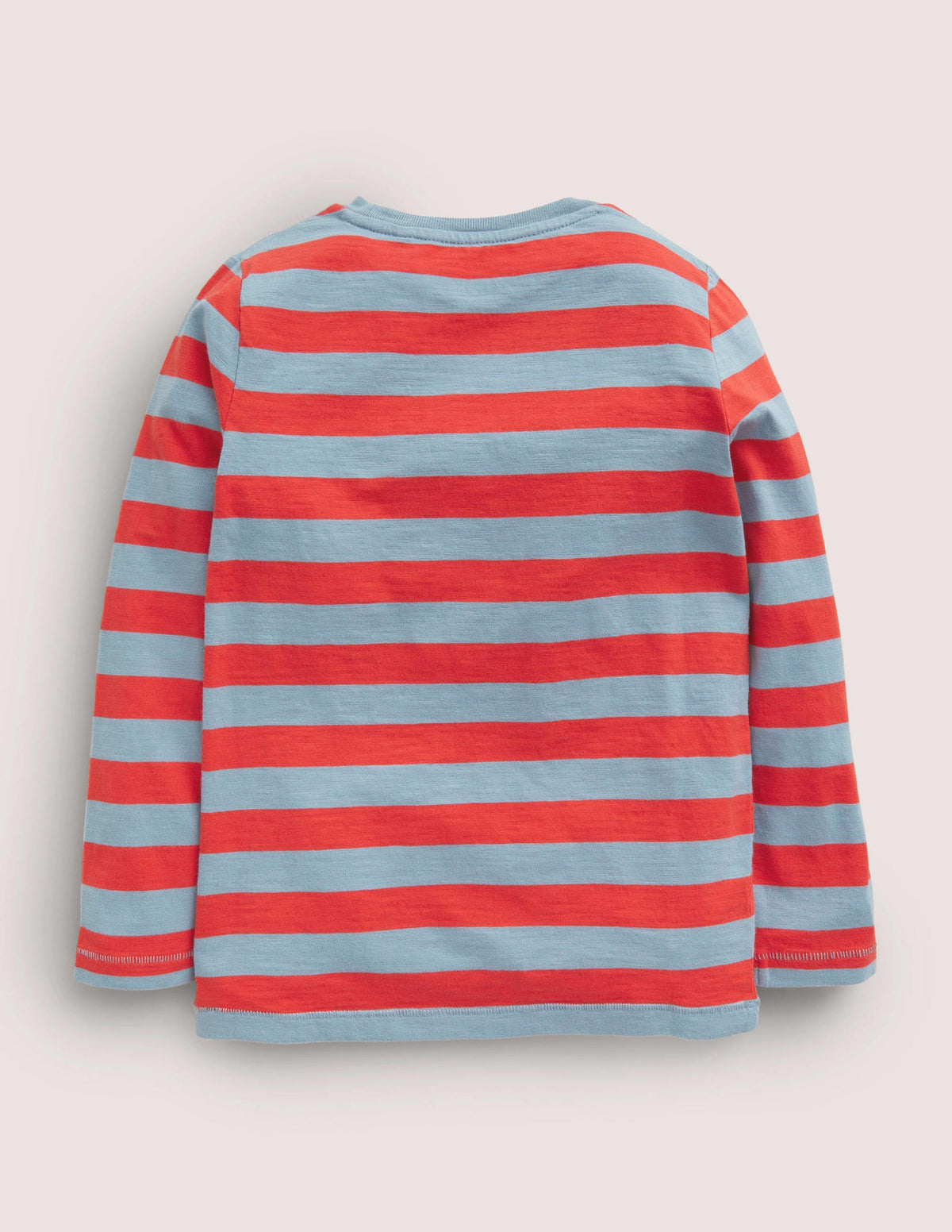 Long-sleeved Washed T-shirt-Blue/Red-2