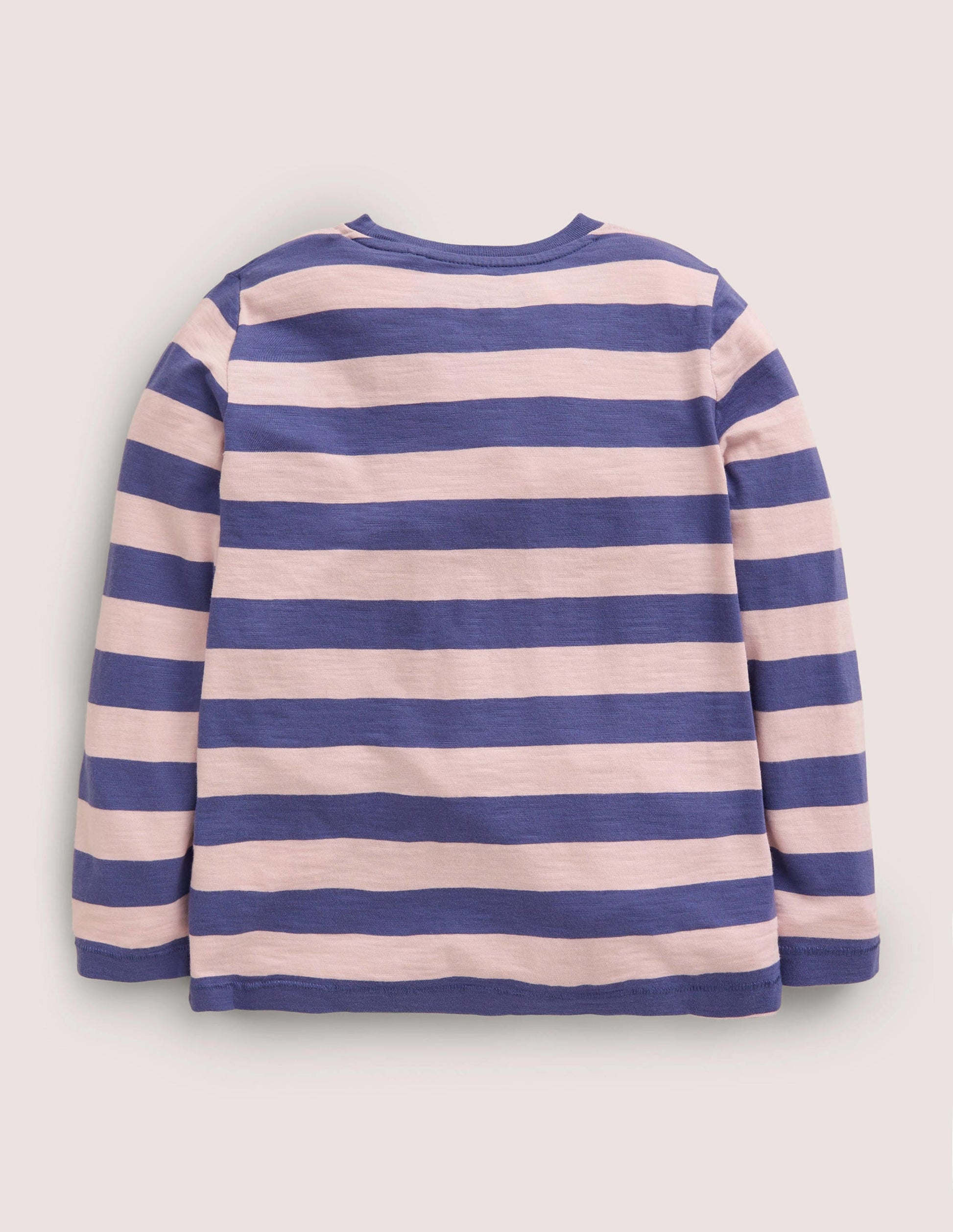 Long-sleeved Washed T-shirt-Pink/Blue-2