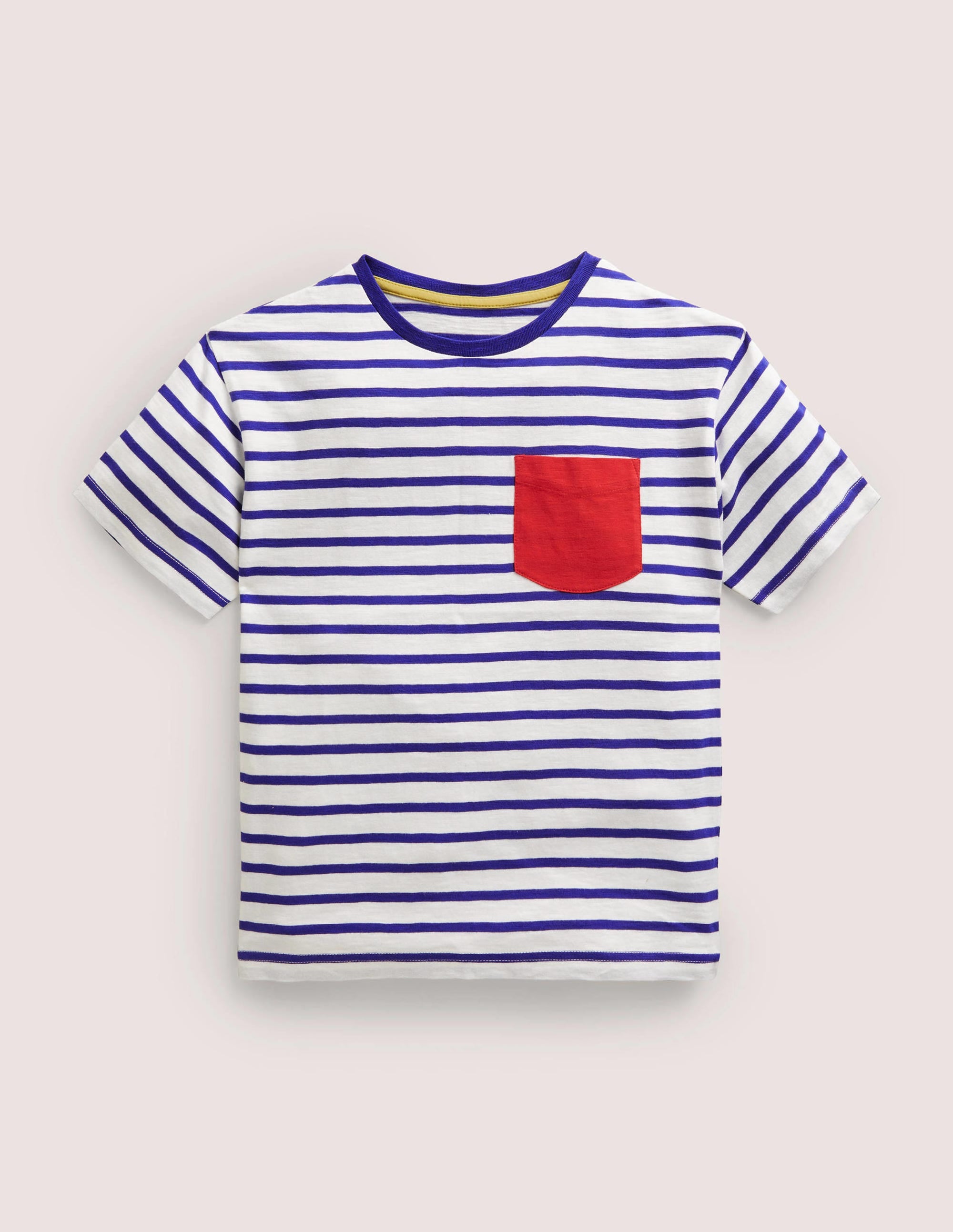 Drop Shoulder T-Shirt-Ivory/Blue - Image 1