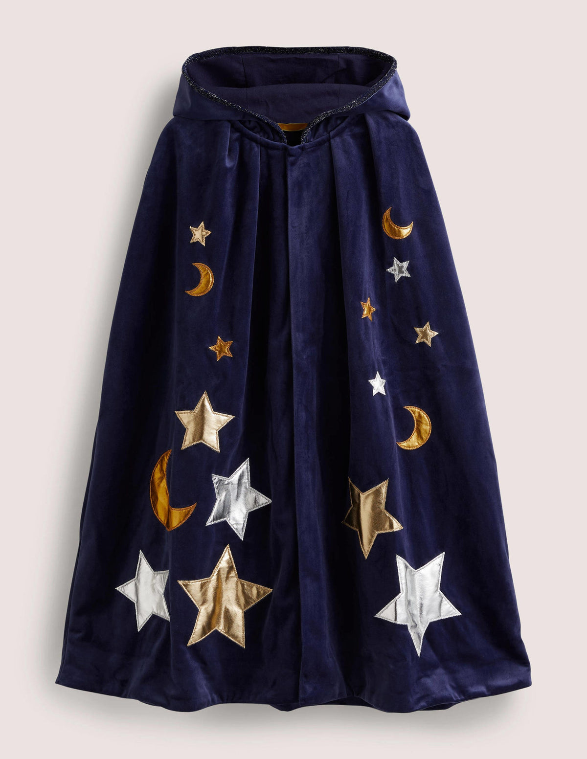 Navy Embroidered Stars Velvet Halloween Cape-College Navy - Image 1