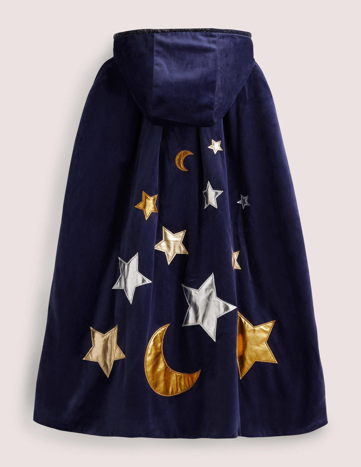 Navy Embroidered Stars Velvet Halloween Cape-College Navy-2