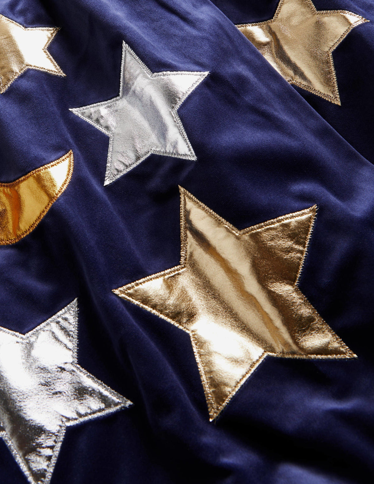 Navy Embroidered Stars Velvet Halloween Cape-College Navy-3