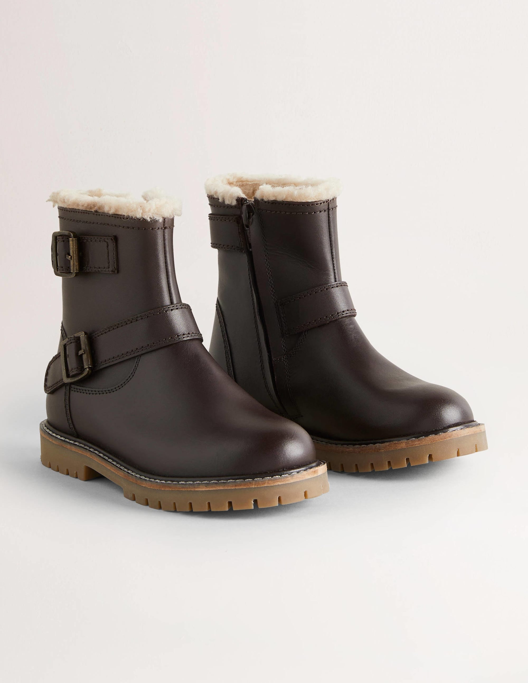 Leather Biker Boots-Chocolate - Image 2