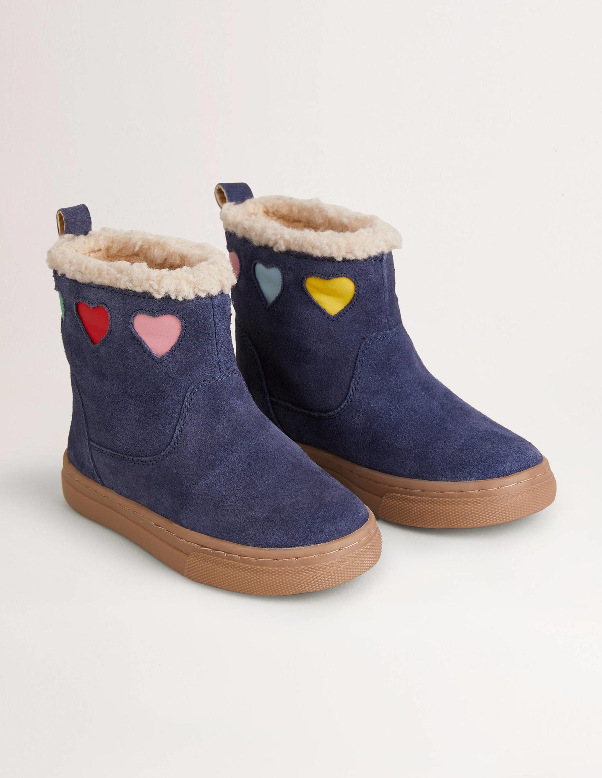 Suede Cosy Boots-Navy Hearts-2