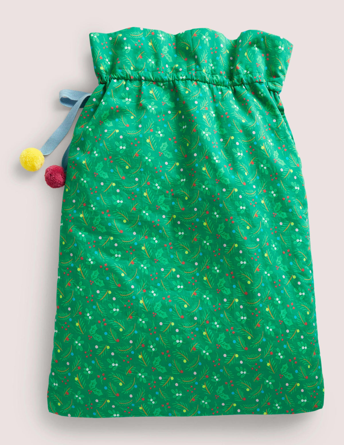 Green Embroidered Christmas Sack-Highland Green - Image 2