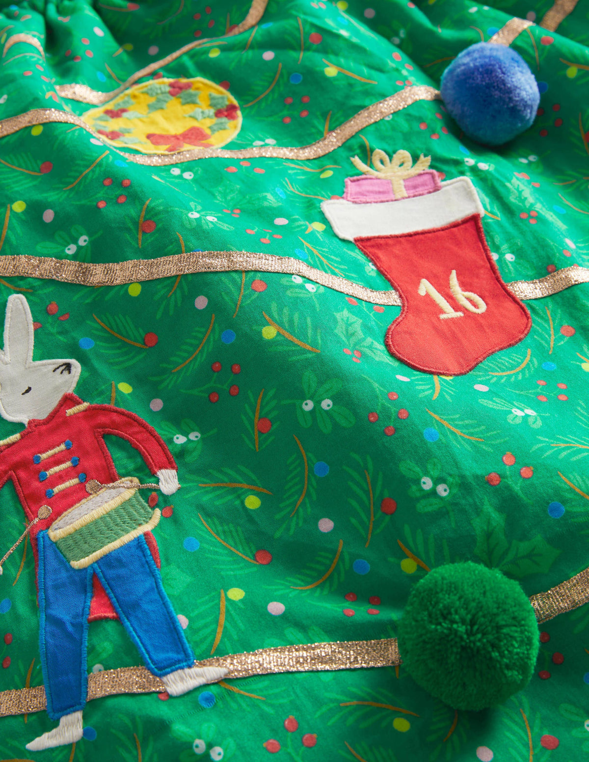 Green Embroidered Christmas Sack-Highland Green - Image 3