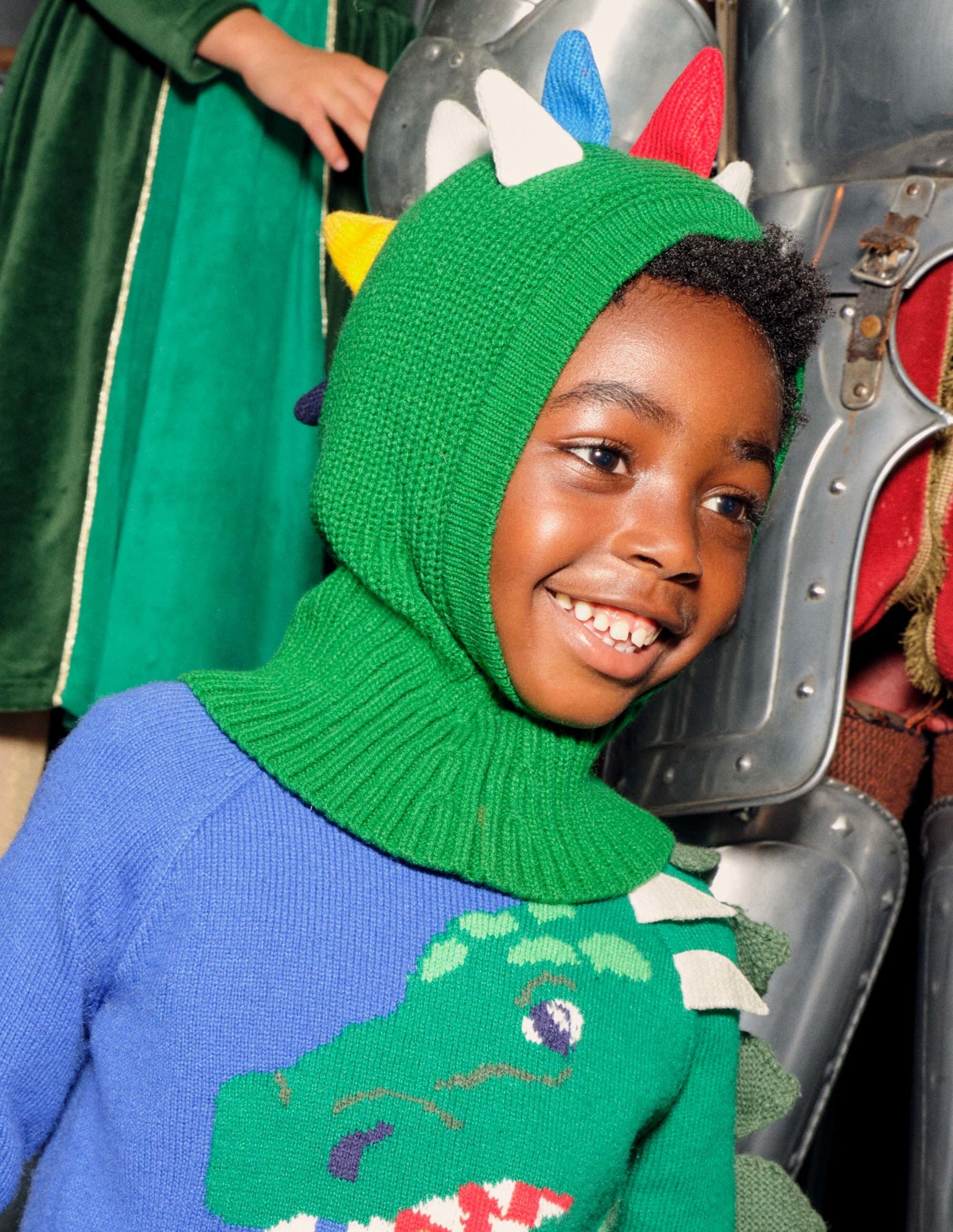 Knitted Hat-Green Dinosaur-3
