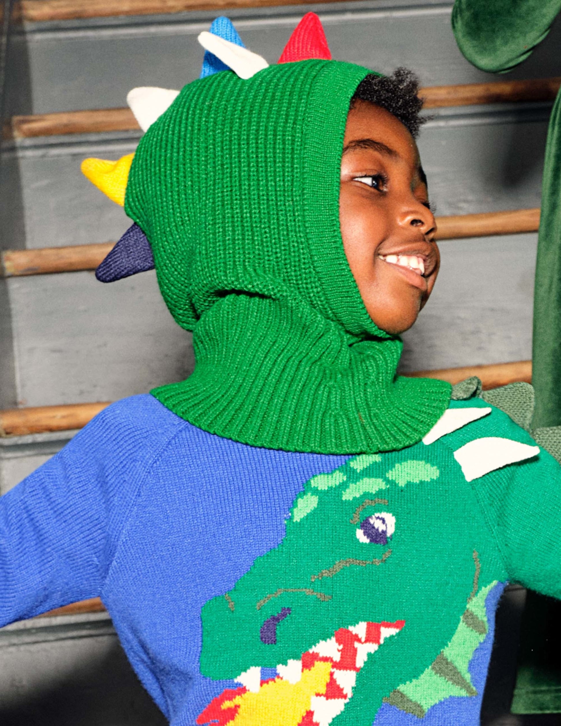 Knitted Hat-Green Dinosaur-4