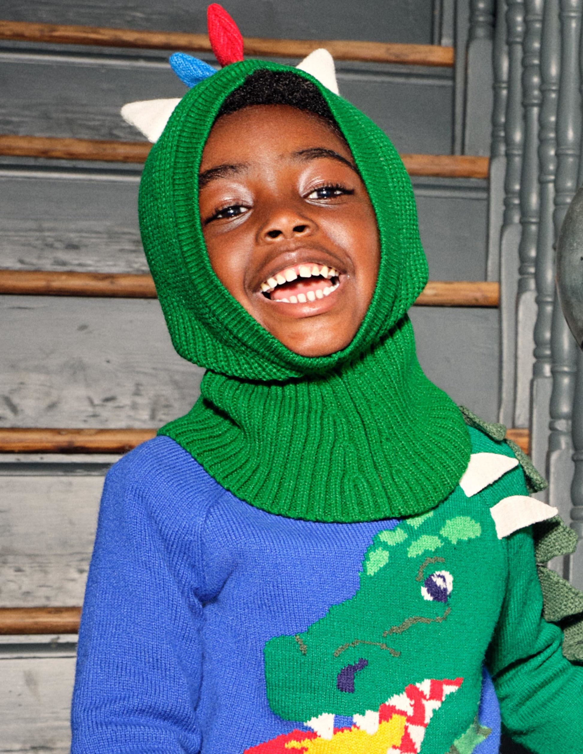 Knitted Hat-Green Dinosaur-5