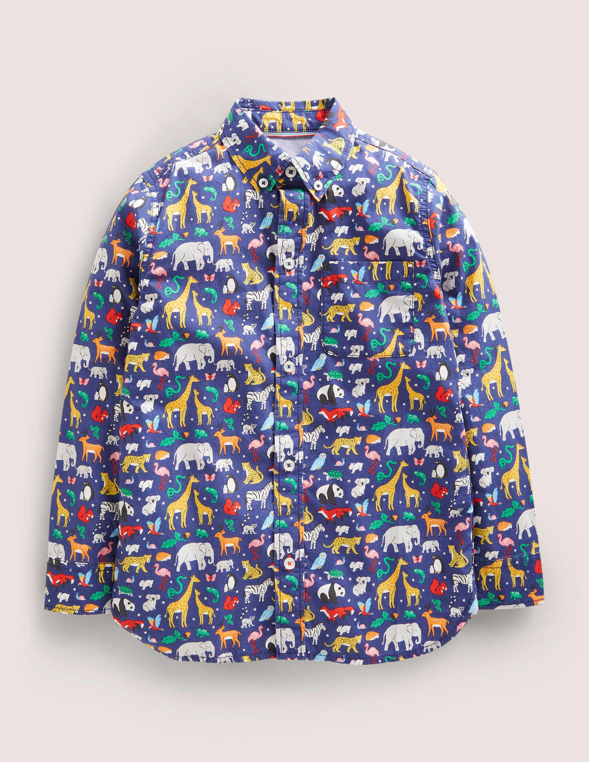 Casual Twill Shirt-Starboard Blue Animals-1