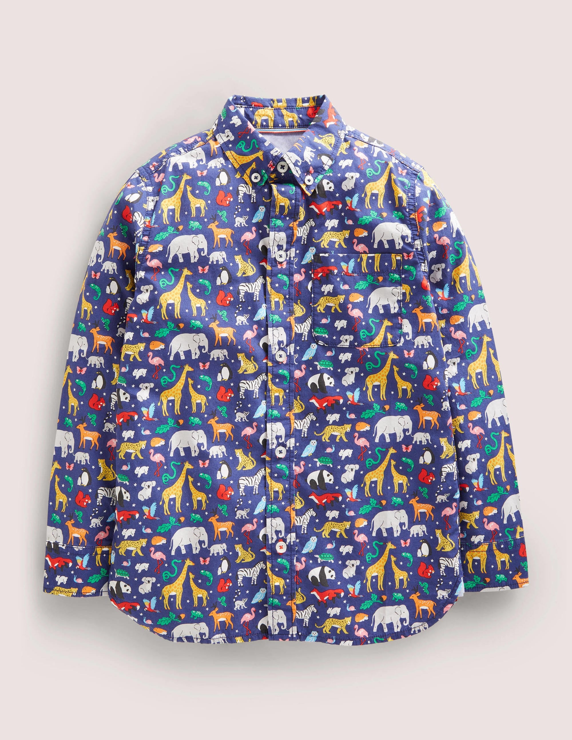 Casual Twill Shirt-Starboard Blue Animals - Image 1