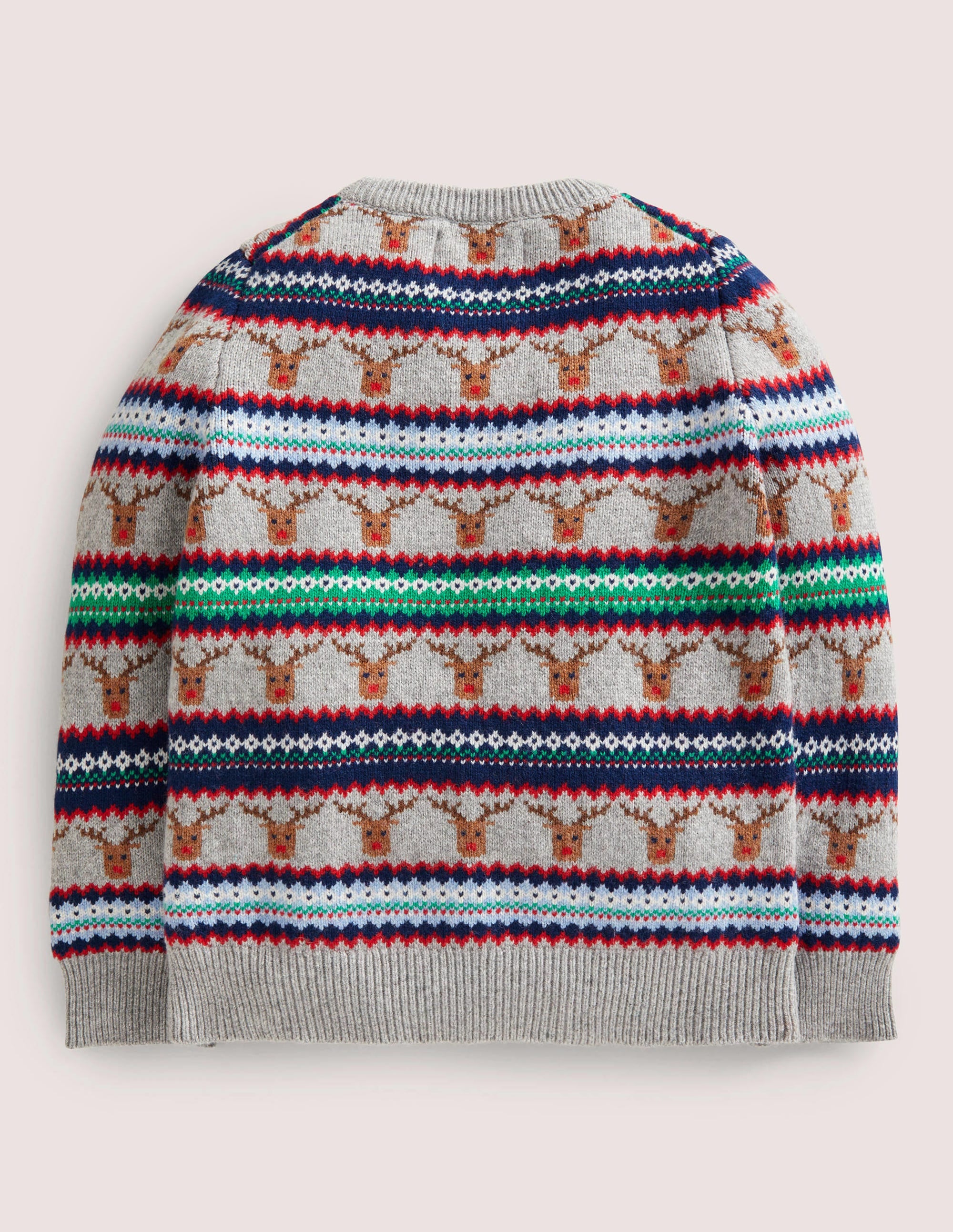 Reindeer Fair Isle Sweater-Grey Marl - Image 2