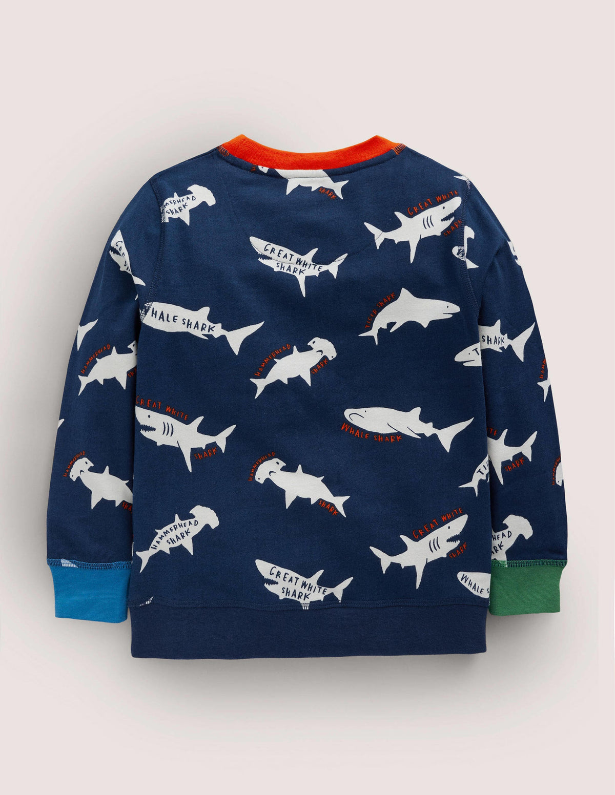 Printed Sweatshirt-College Navy/ Ivory Sharks-2