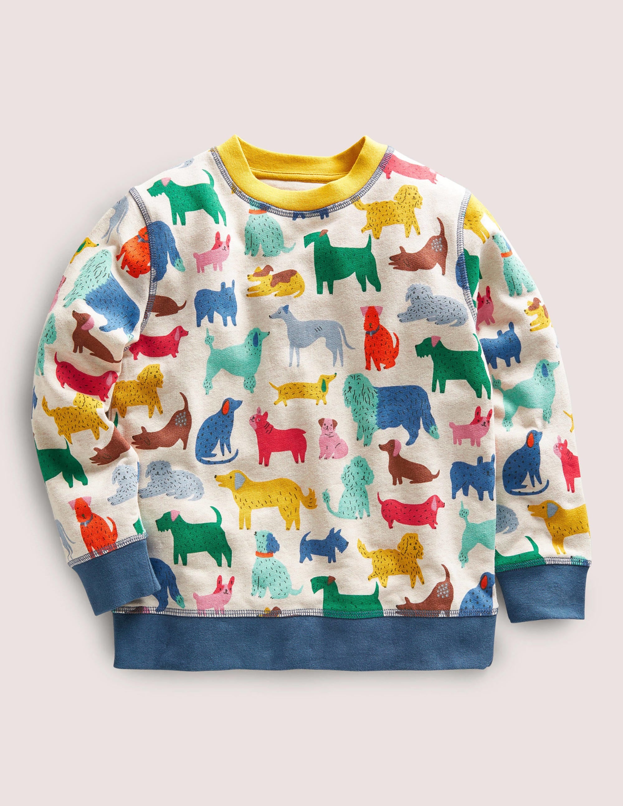 Printed Sweatshirt-Ecru/Elizabethan Blue Dogs - Image 1