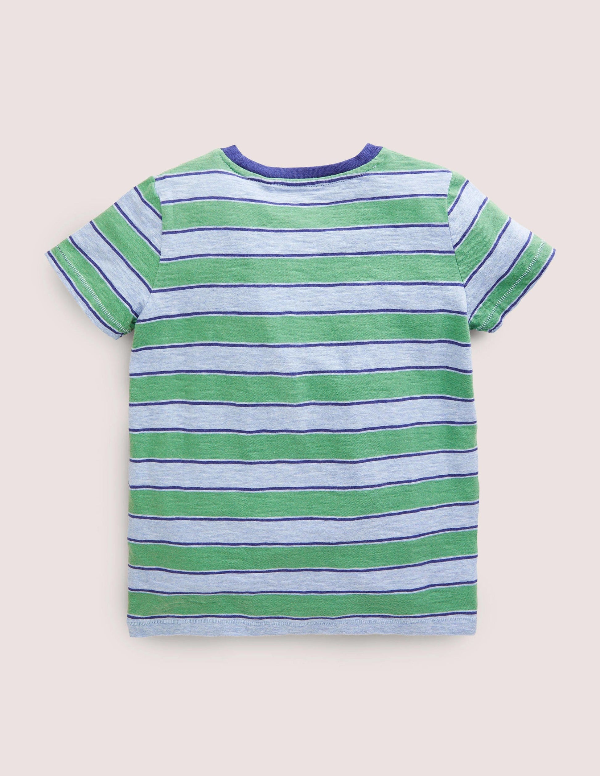 Striped Washed Slub T-shirt-Deep Grass Green/Blue Marl-2