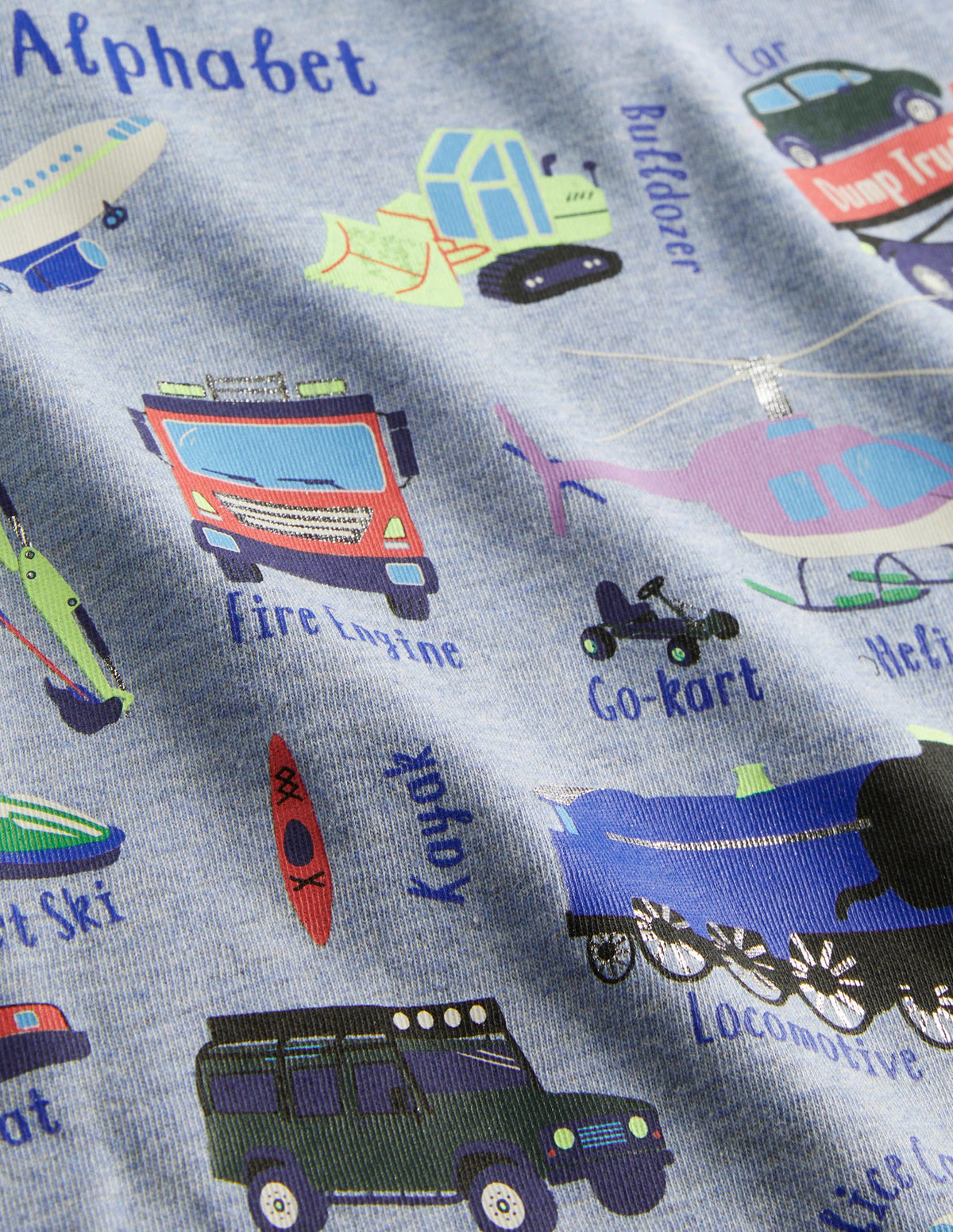 Long Sleeved Graphic T-shirt-Blue Marl Transport-3