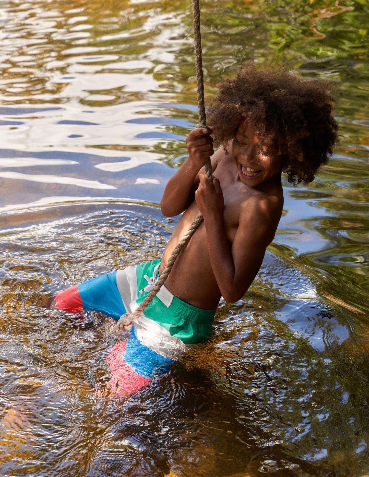 Board Shorts-Hot Coral Multi Stripe