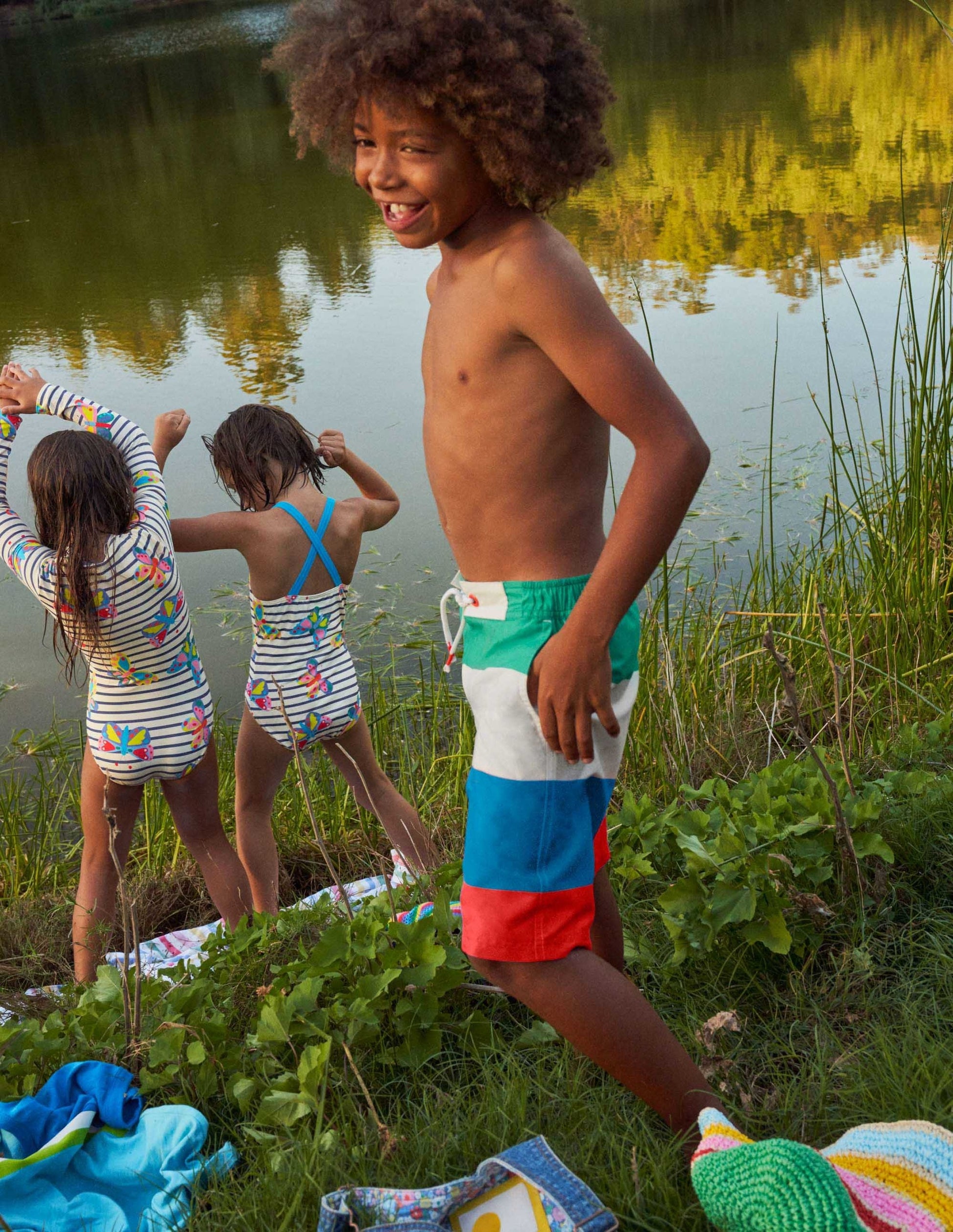 Board Shorts-Hot Coral Multi Stripe-5