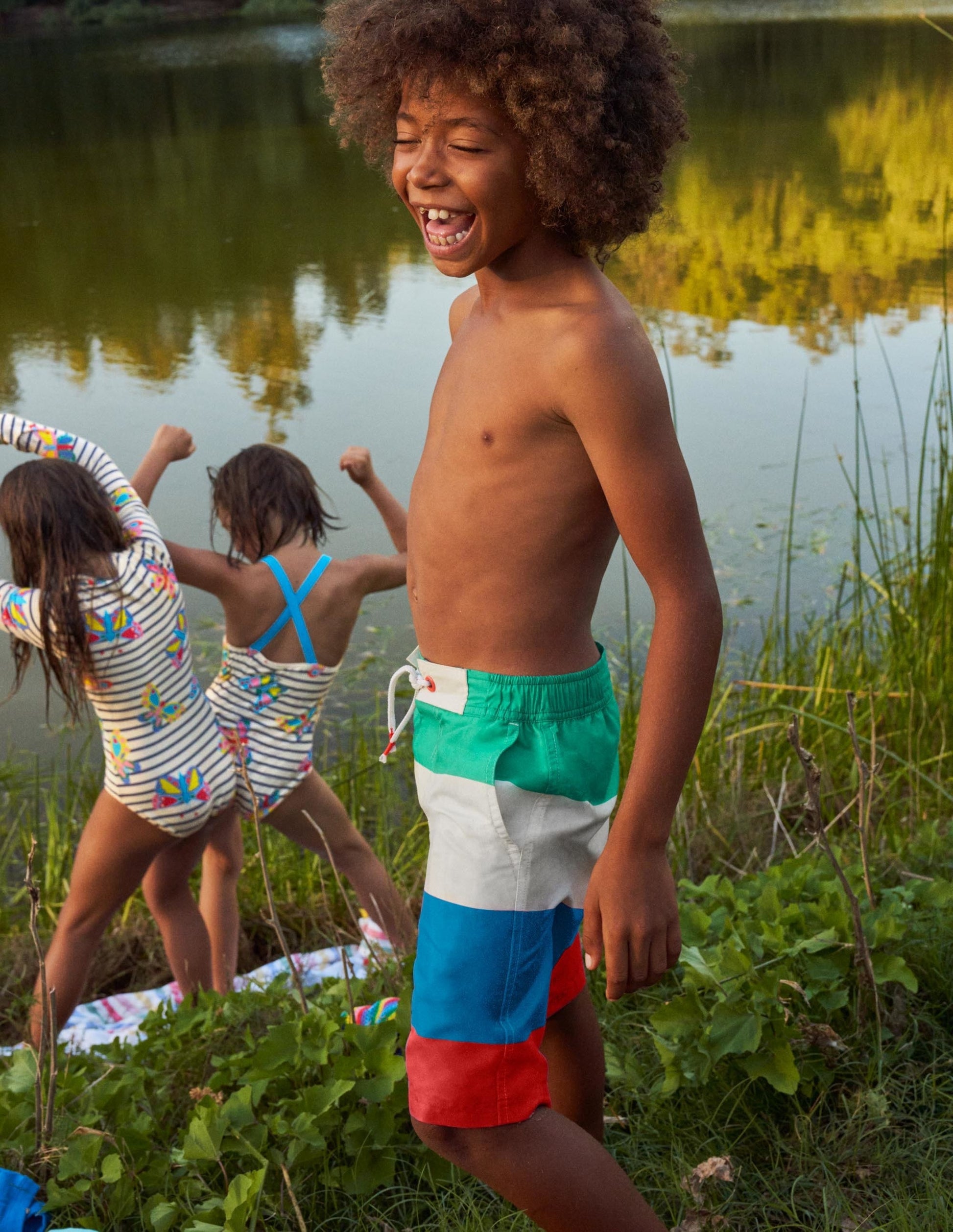 Board Shorts-Hot Coral Multi Stripe-6