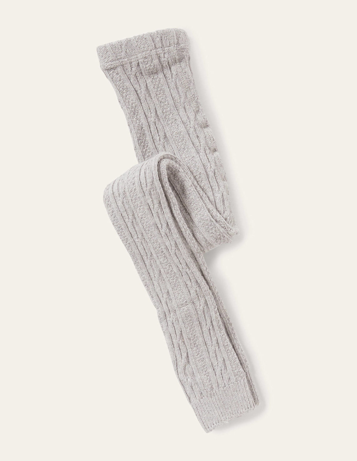 Cable Footless Tights-Grey Marl-1
