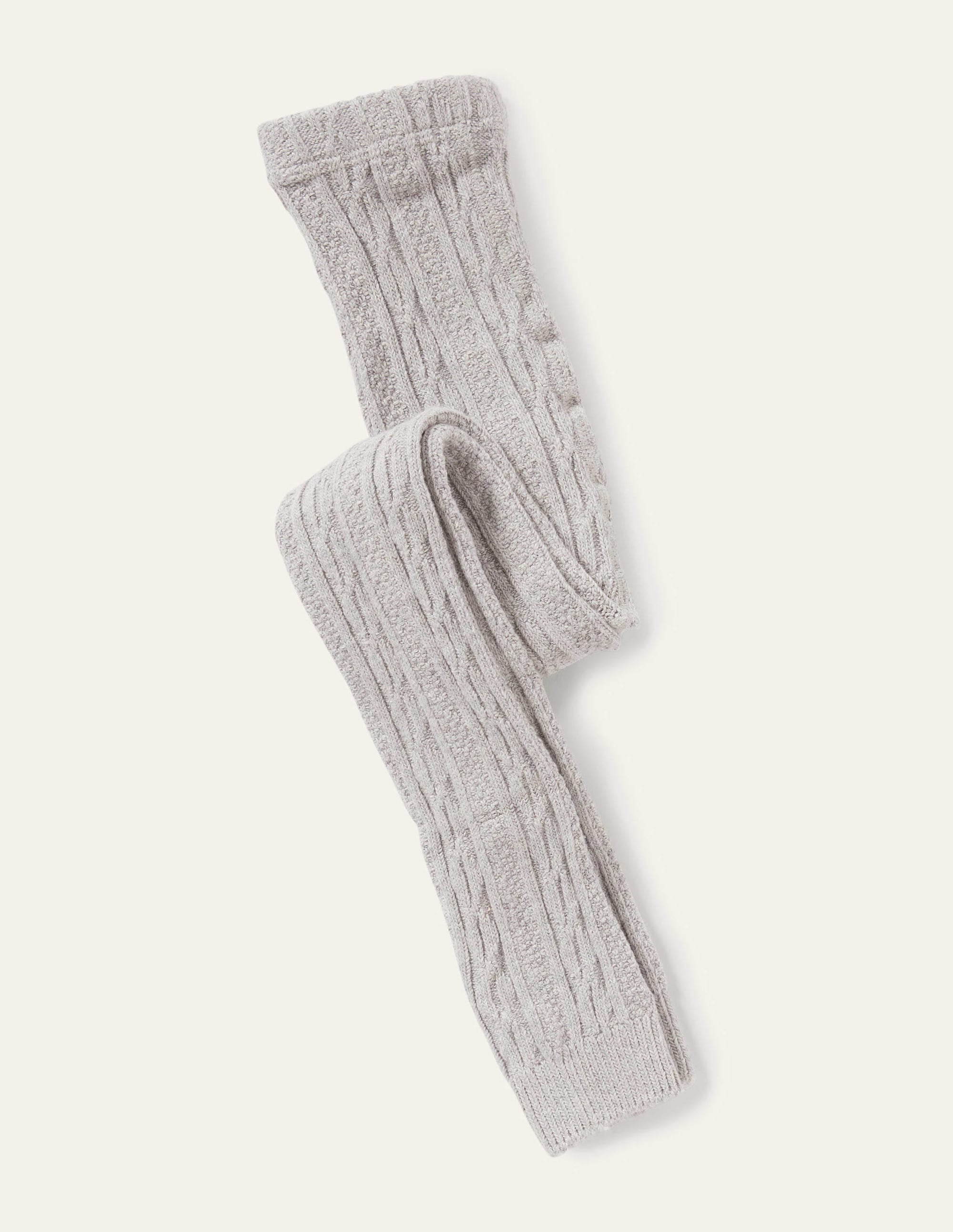 Cable Footless Tights-Grey Marl - Image 1