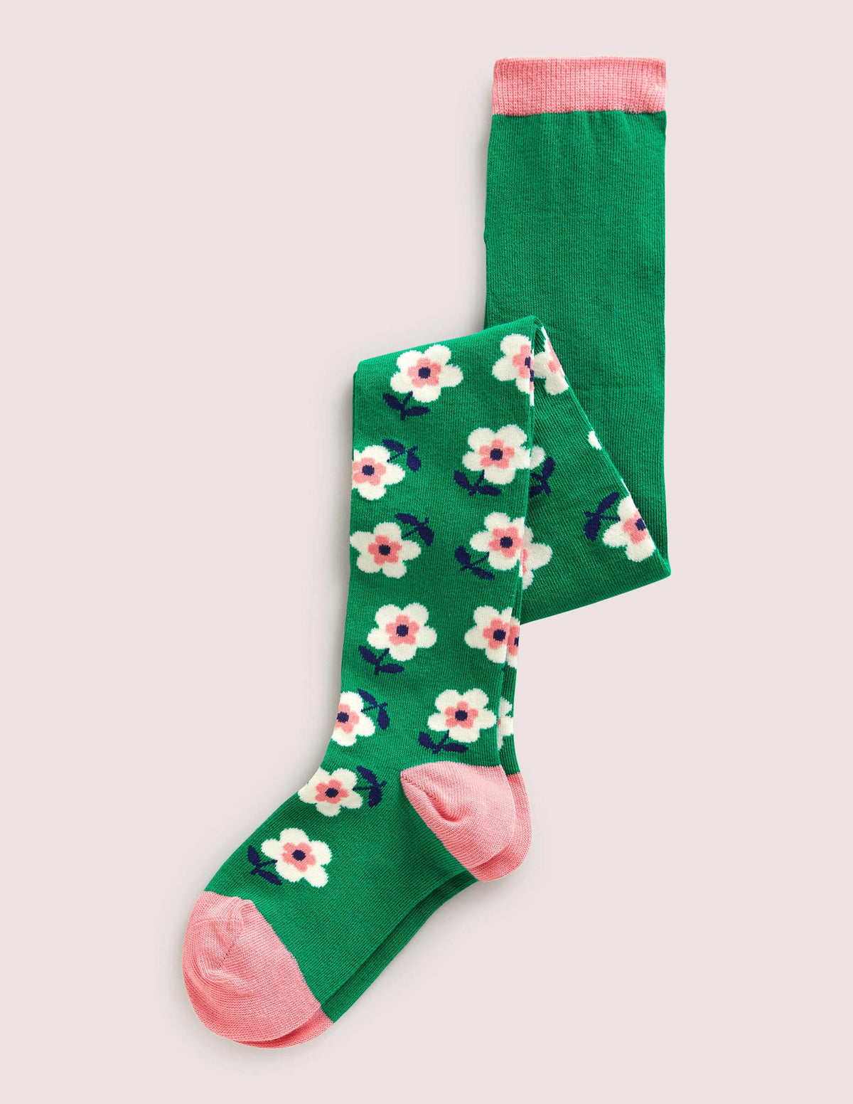 Patterned Tights-Green Flowers-1