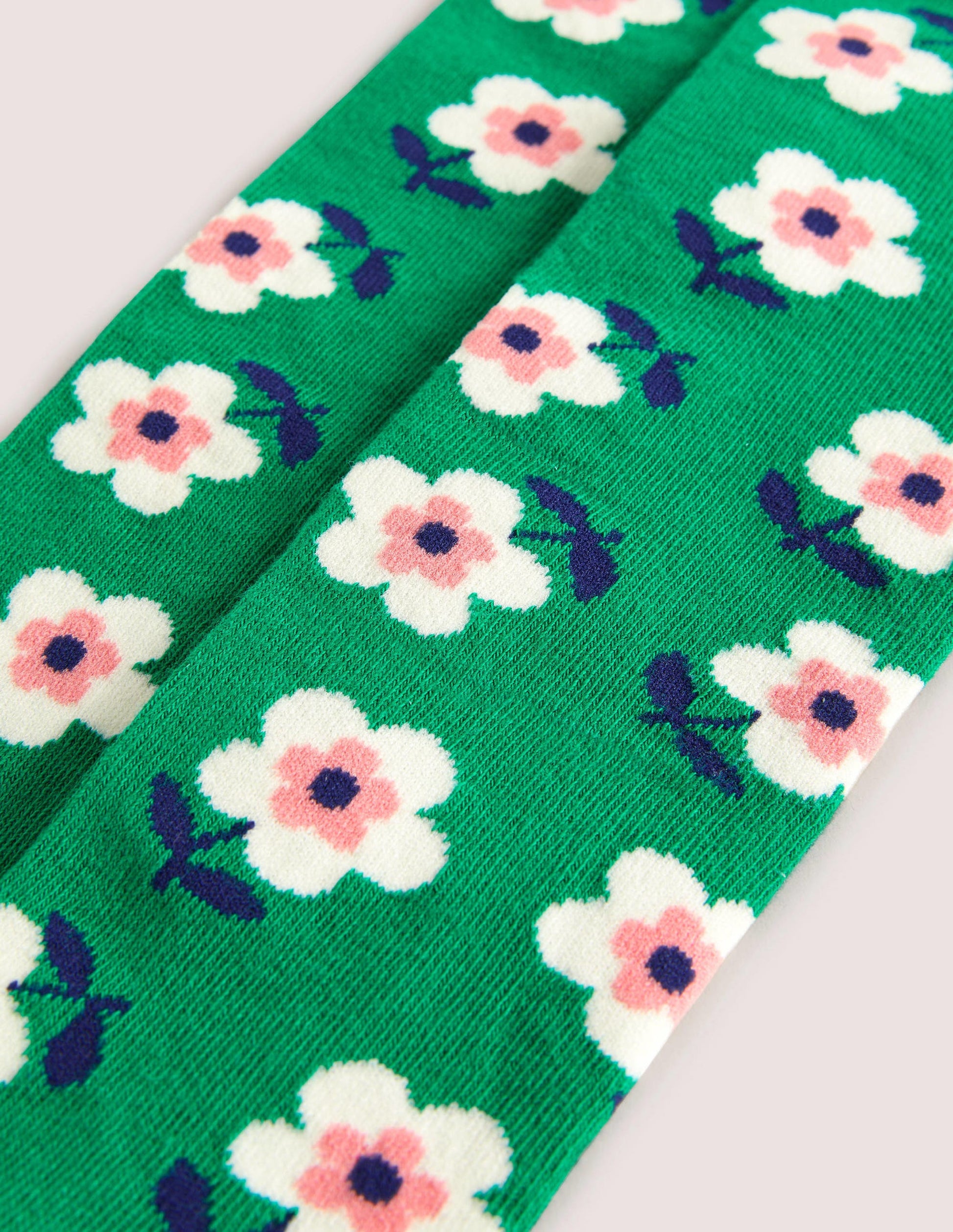 Patterned Tights-Green Flowers-2
