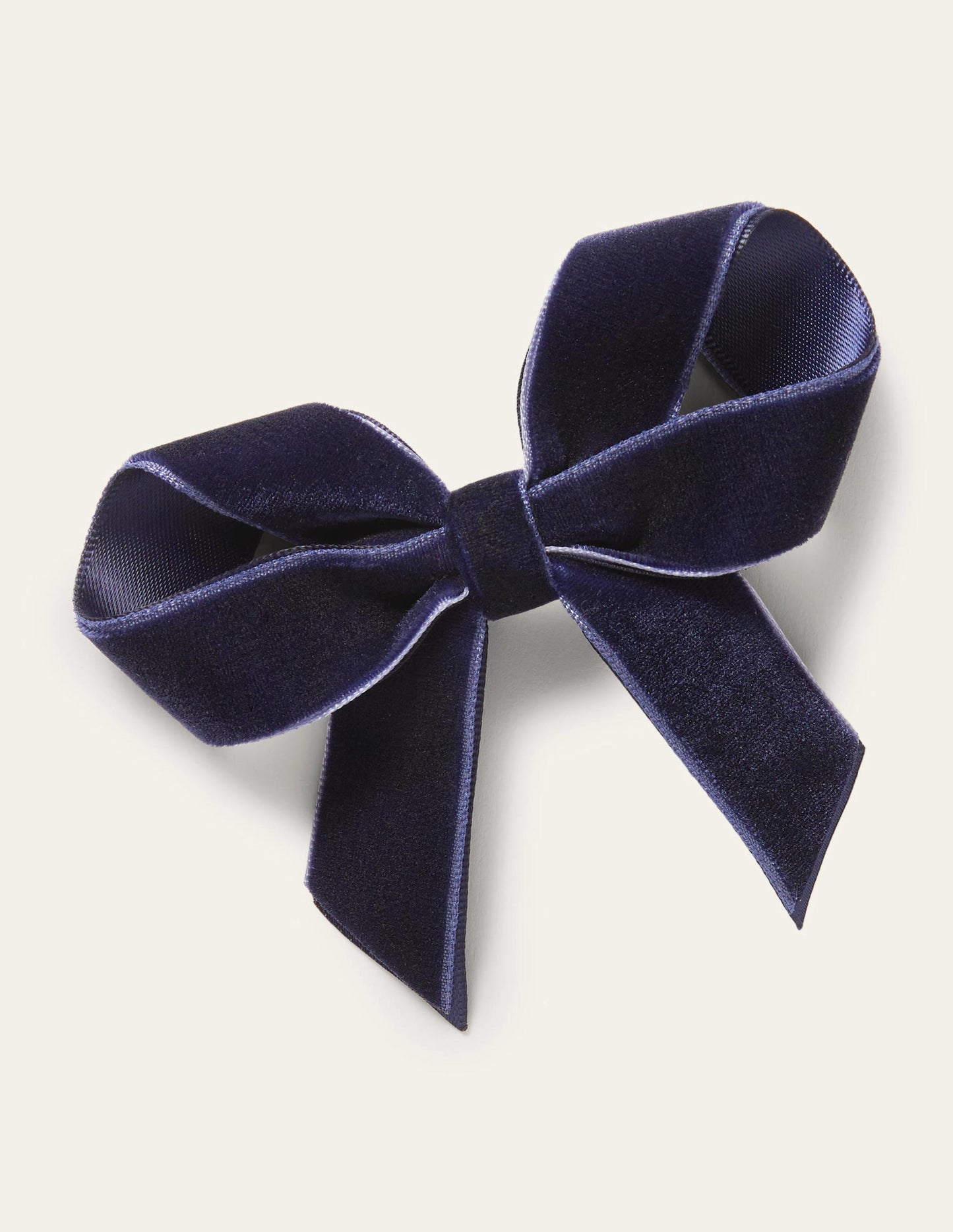 Velvet Bow Hair Clip-College Navy